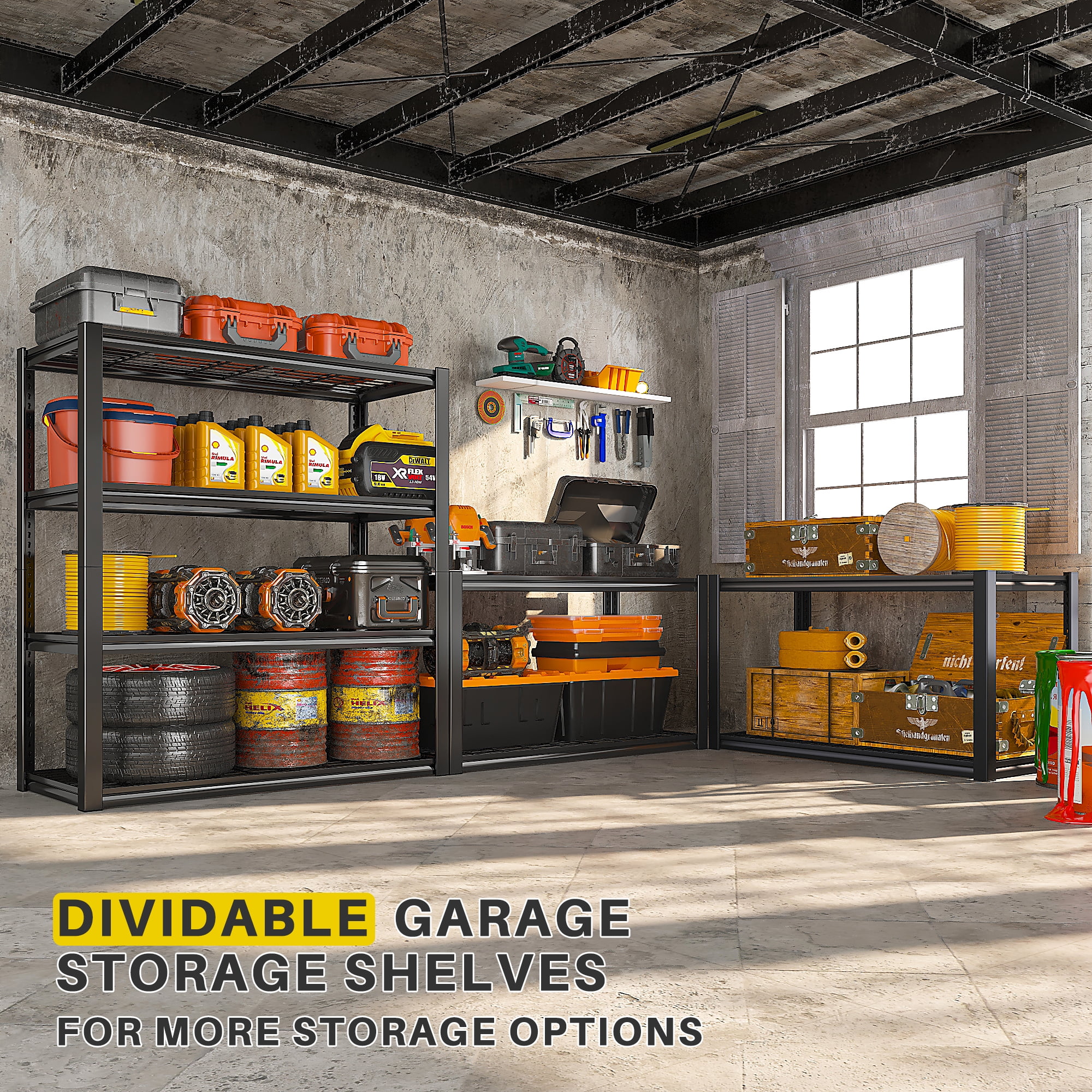 REIBII 2200LBS Garage Shelving Units Heavy Duty Adjustable Metal Shelving 4 Tier Storage Shelves,39.4" W x 19.7" D x 59.9H - Image 10