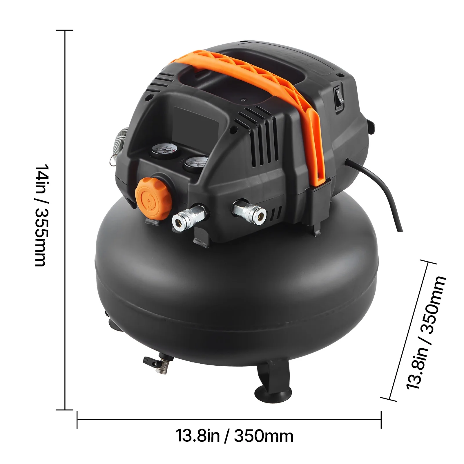 KFFKFF 6-Gallon Portable Air Compressor, 1.7HP Motor, 2.3CFM@90PSI, 150PSI Max Pressure, Includes 12-Piece Accessory Kit and 25FT Air Hose for Tire Inflation, Painting, and Woodworking - Image 7