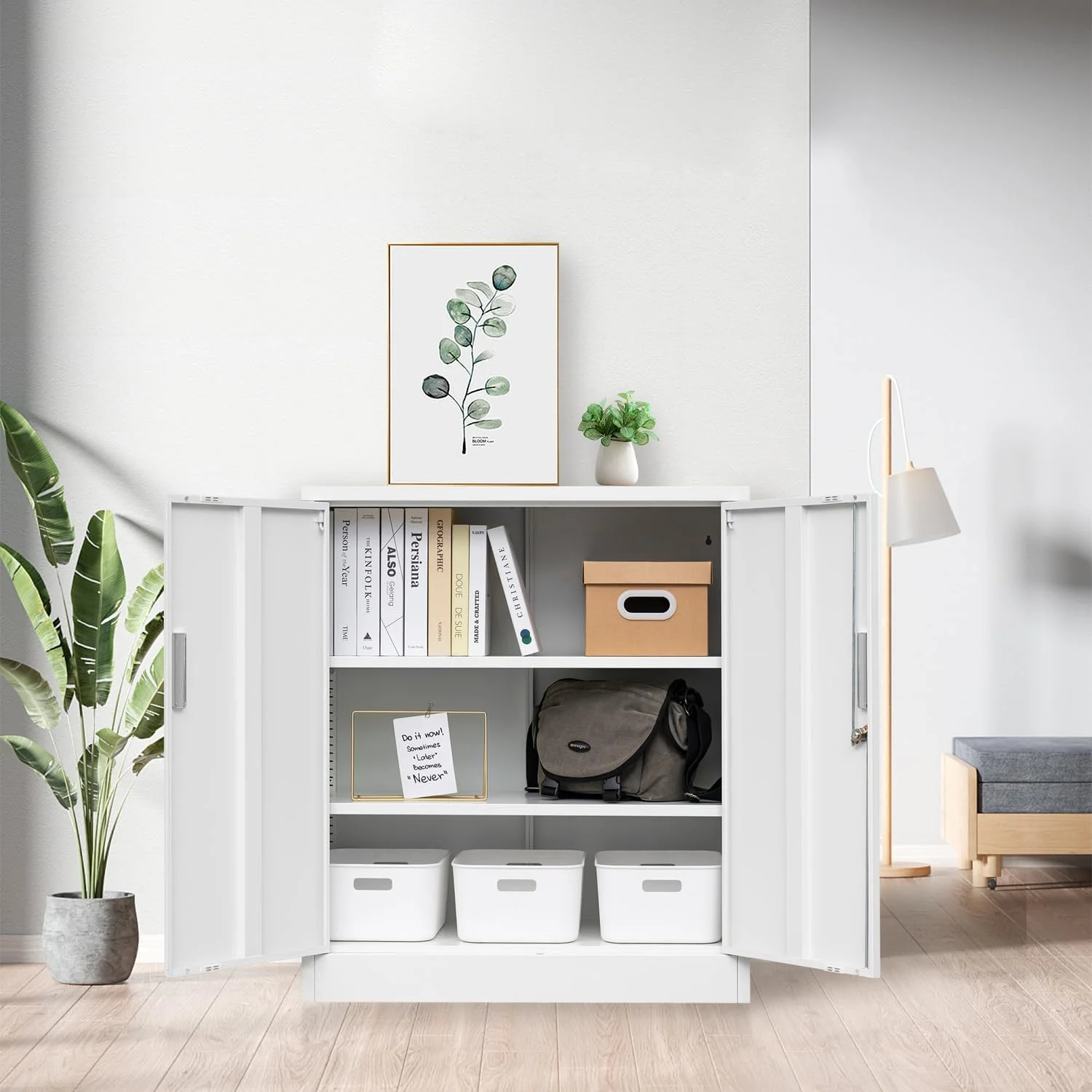 Metal Storage Cabinet, Garage Metal Cabinet with Doors, Adjustable Shelf Height & Steel Lockable Storage Cabinet, Tool Cabinets for Office, Home, Gym, School and Kitchens - Image 2