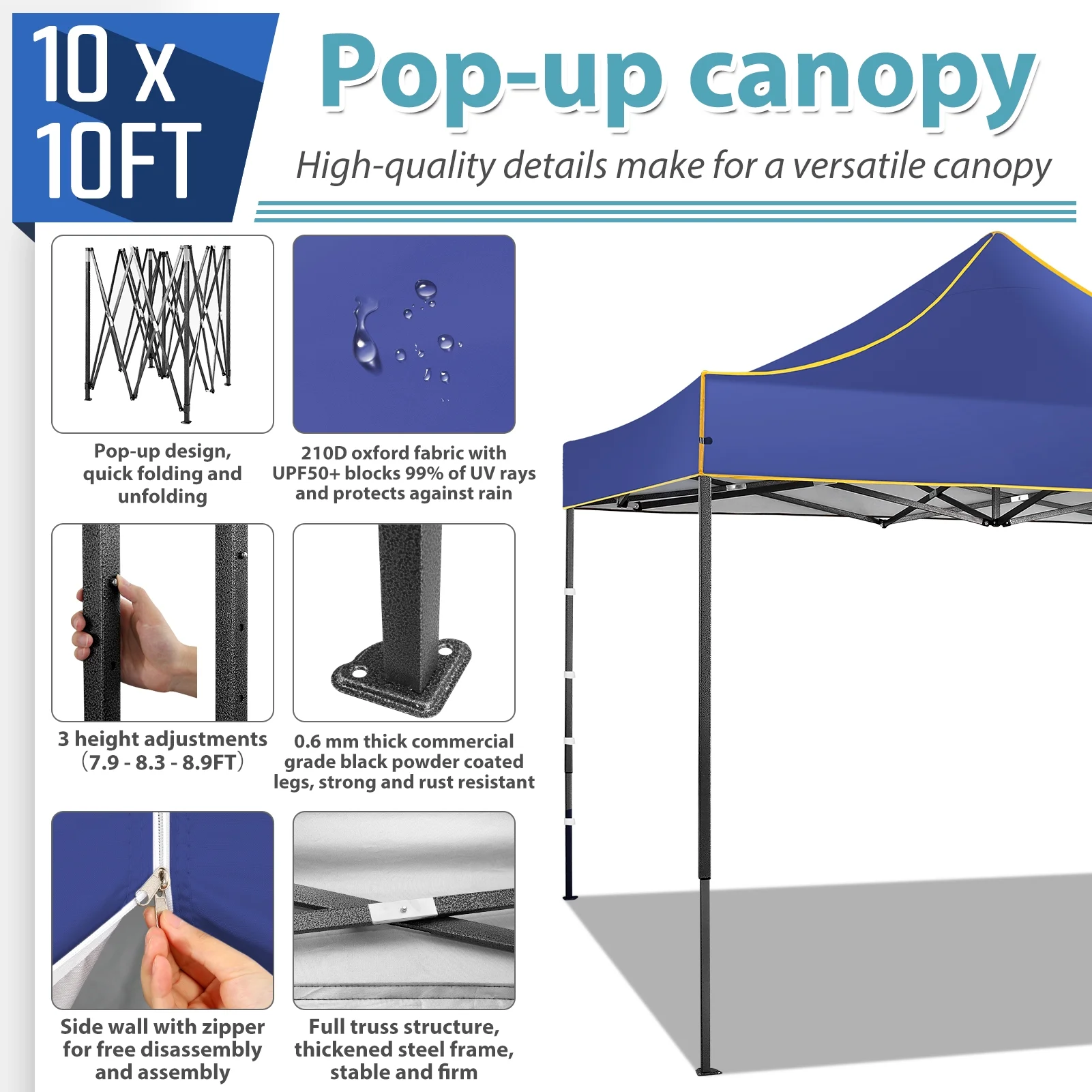 SANOPY 10'x10' Pop up Canopy Tent Anti-UV Waterproof Outdoor Gazebo Instant Party Wedding Backyard Canopy Tent Shade Shelter for Backyard, Patio, Parties,Khaki - Image 25
