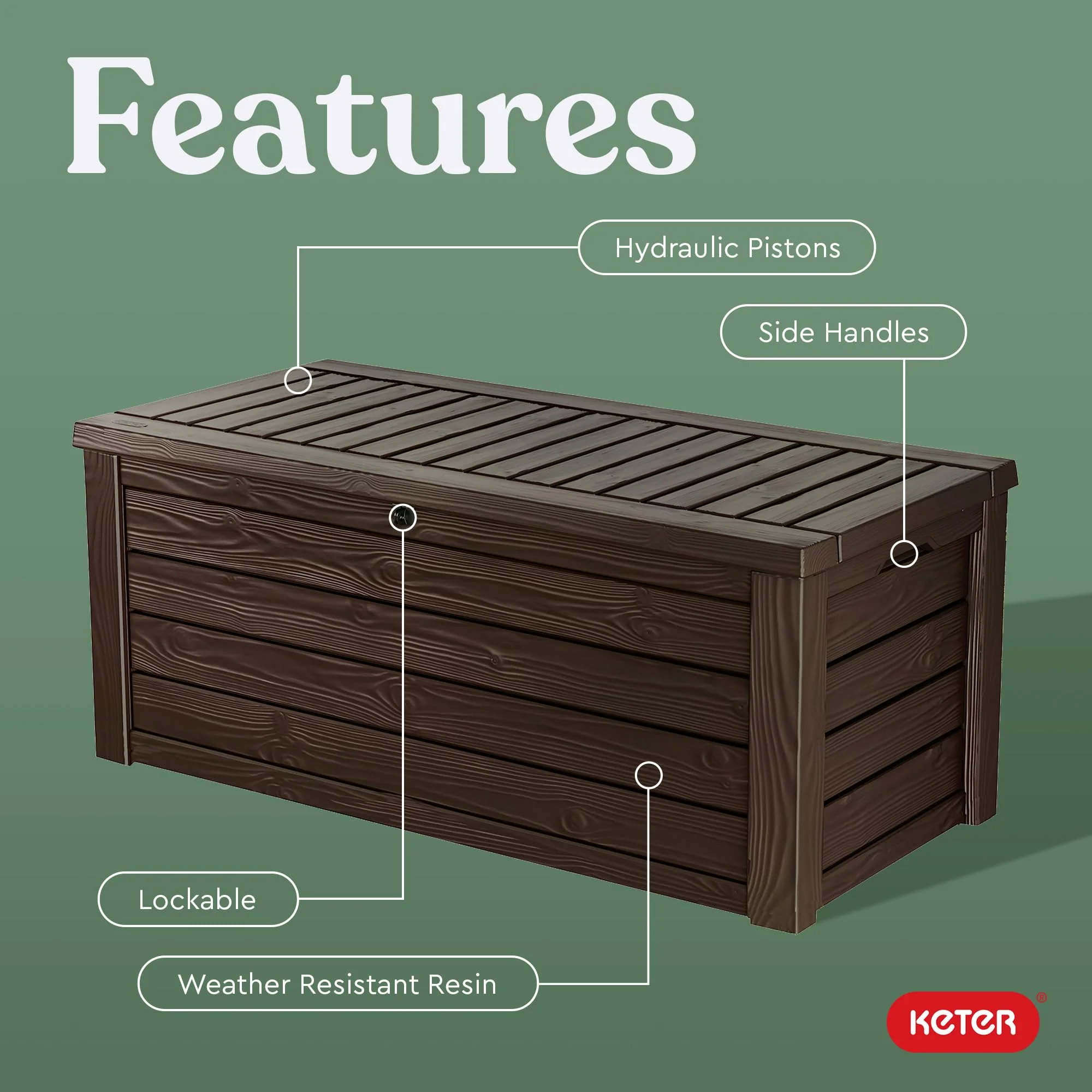 150 Gallon Outdoor Deck Box with Bench Seat, Large Storage Container for Patio, Garden, Yard and Pool Area - Image 3