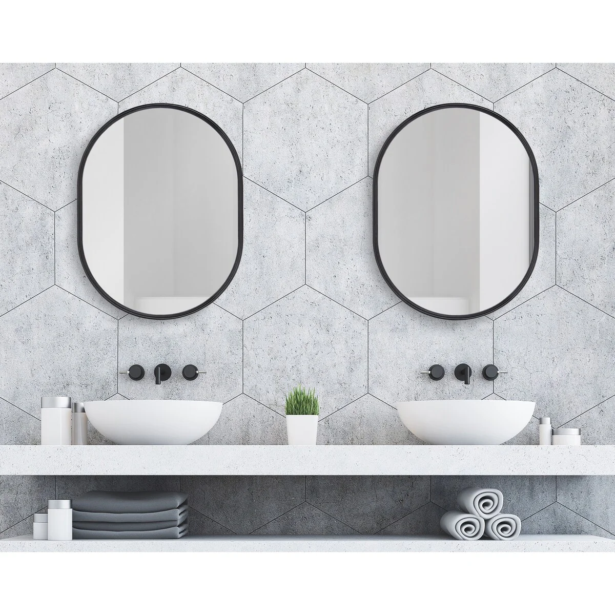 Modern Capsule Framed Wall Mirror, Decorative Oval Accent Mirror for Living Room, Bedroom and Entryway - Image 10