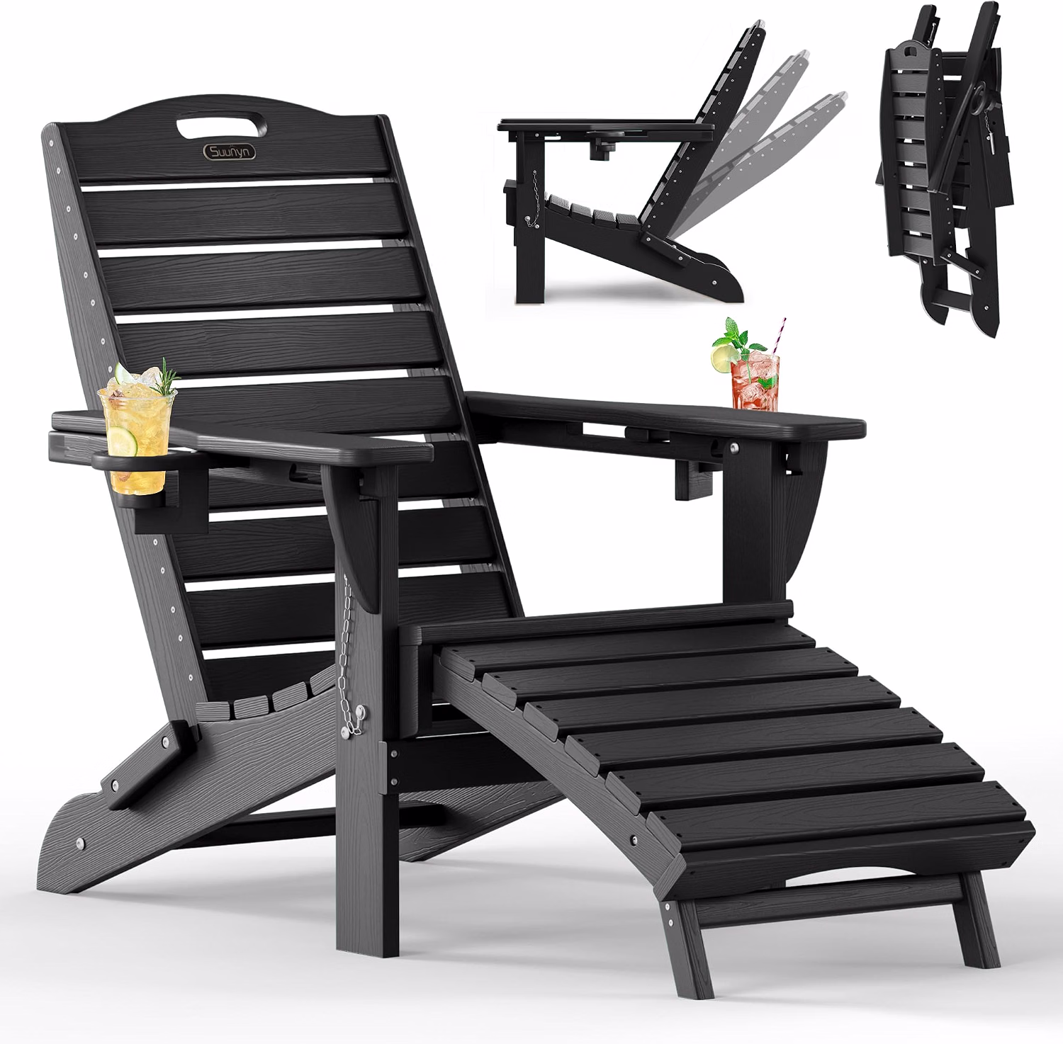 Adjustable Adirondack Chair, Outdoor Fire Pit Chair, Navy Blue - Image 3