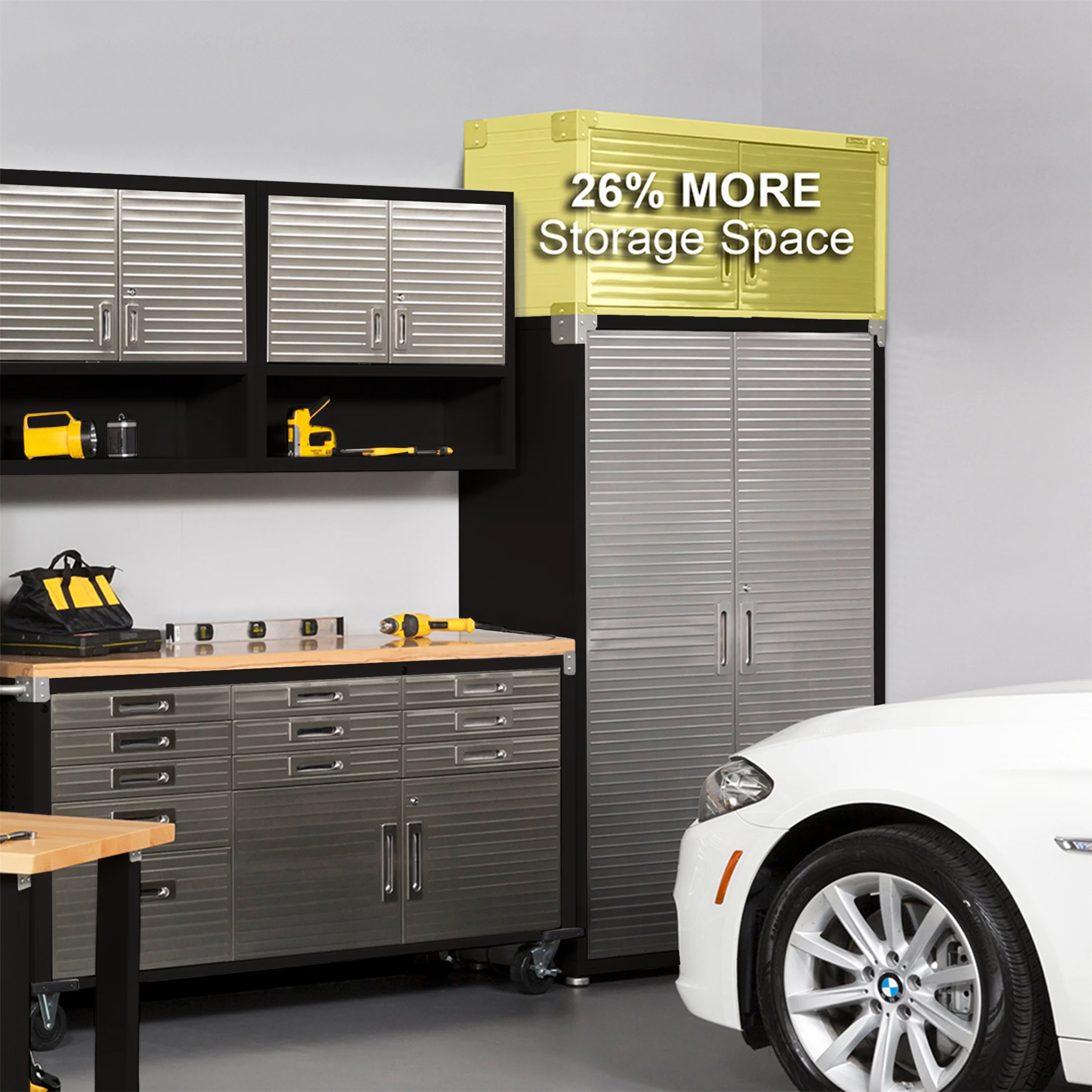 Seville Classics UltraHD Mega 2-Door Lockable Stacker Storage Cabinet, 48" W X 24" D X 18.5" H, Graphite - Image 7