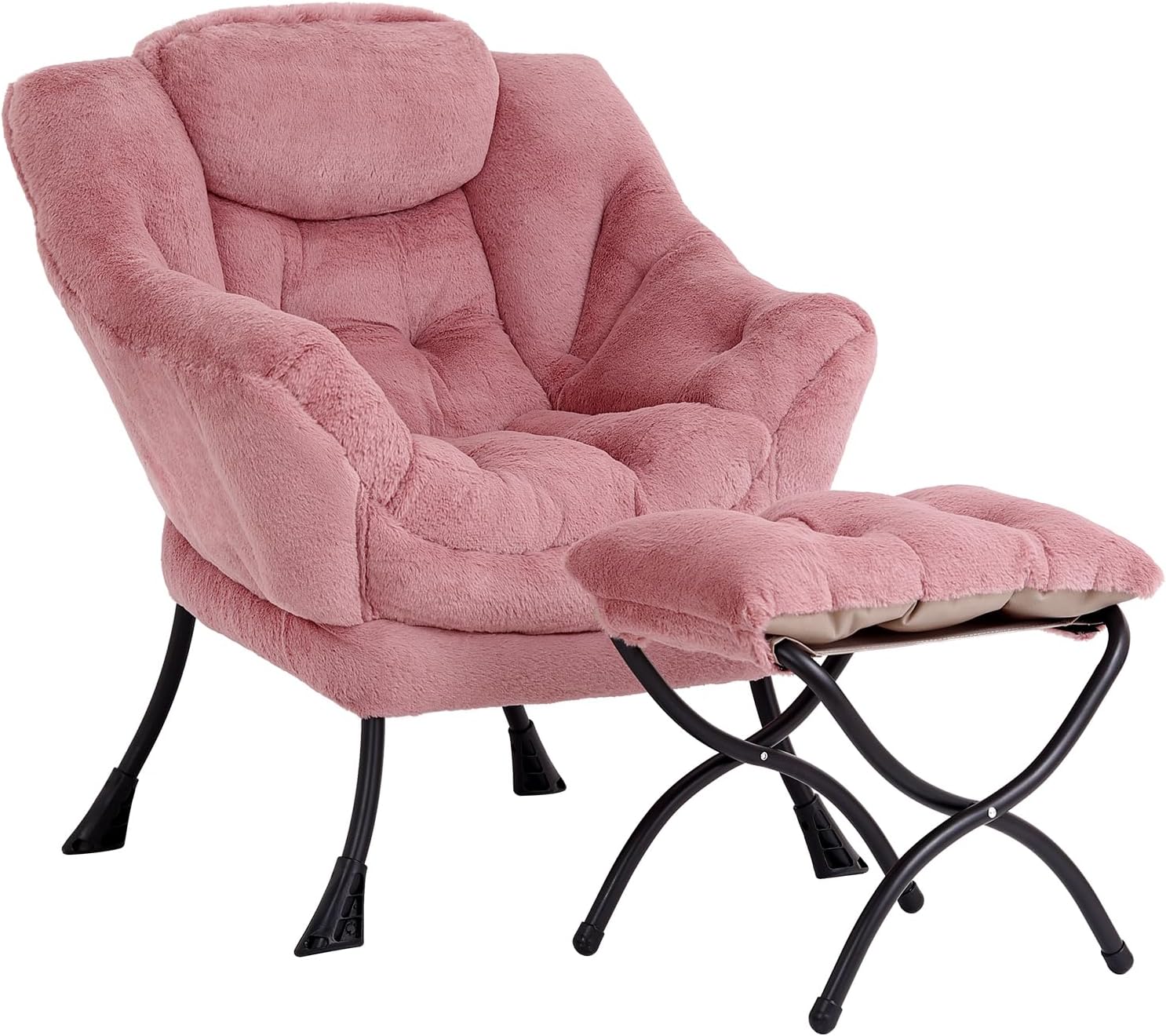 Modern Lazy Chair with Ottoman, Lounge Accent Reading Chair for Living Room - Image 3