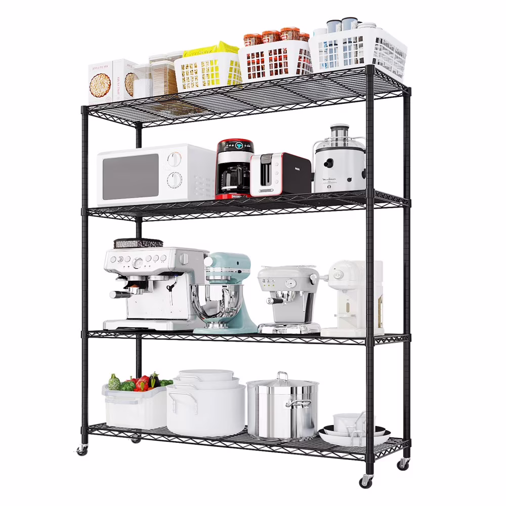 IVV 5-Tier Wire Shelving Unit with Wheels, 3125LBS NSF Heavy Duty Adjustable Metal Storage Rack for Garage,Pantry,Kitchen,Business,Warehouse, 59.06"W x 17.72"D x 74.02"H (Black) - Image 3