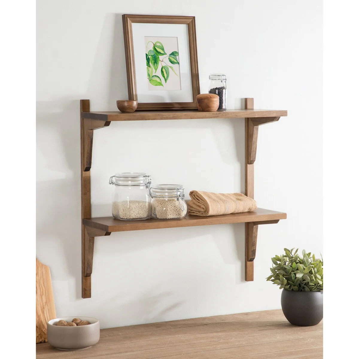 Mid-Century Wall Shelves, 24x8x24 Inch Decorative Wall Mounted Storage and Display Shelving for Home Decor - Image 12