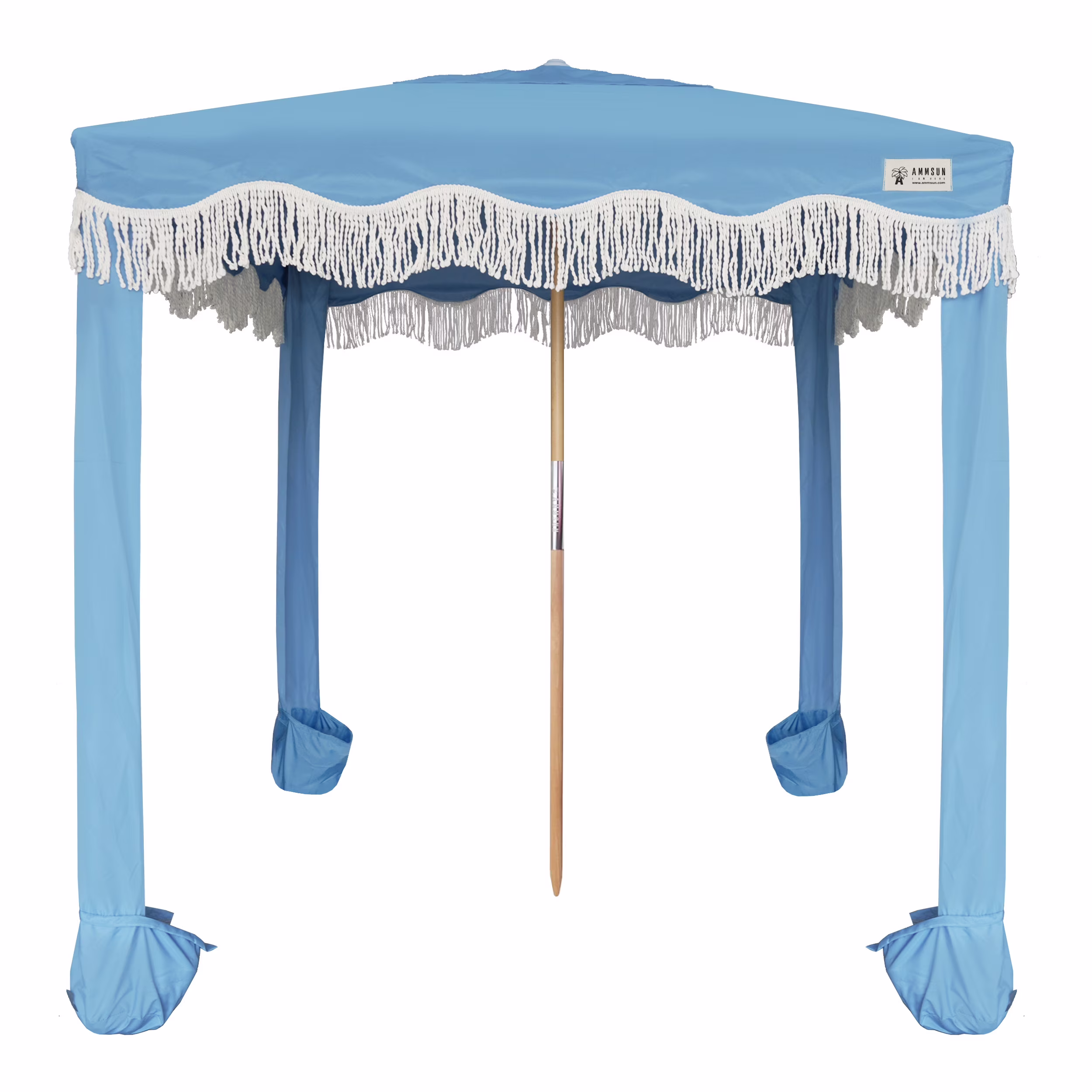 AMMSUN 6'-6' Boho Beach Cabana Tent Canopy with Tassels Fringe UPF50+ Outdoor for Beach Patio,White - Image 3