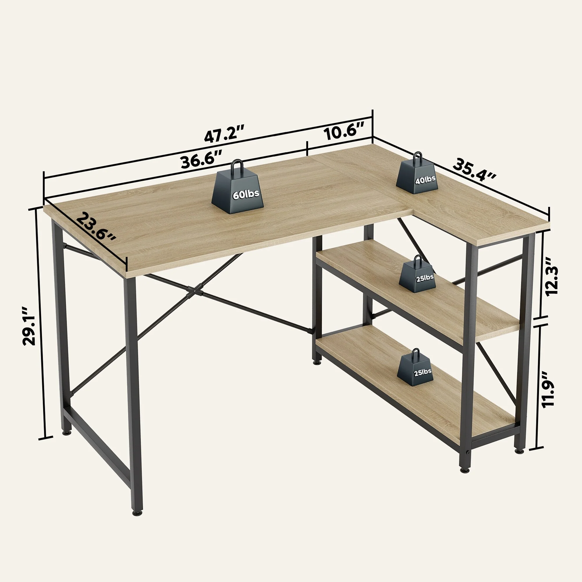 Small L Shaped Computer Desk with Storage Shelves, Compact Corner Workstation for Home Office and Study - Image 48