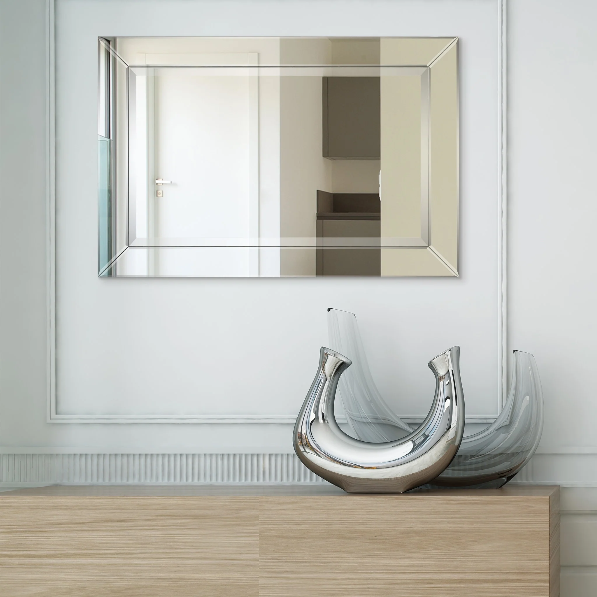 Beveled Rectangular Clear HD Wall Mirror, Bathroom Vanity and Bedroom Mirror, 3 Sizes - Image 28