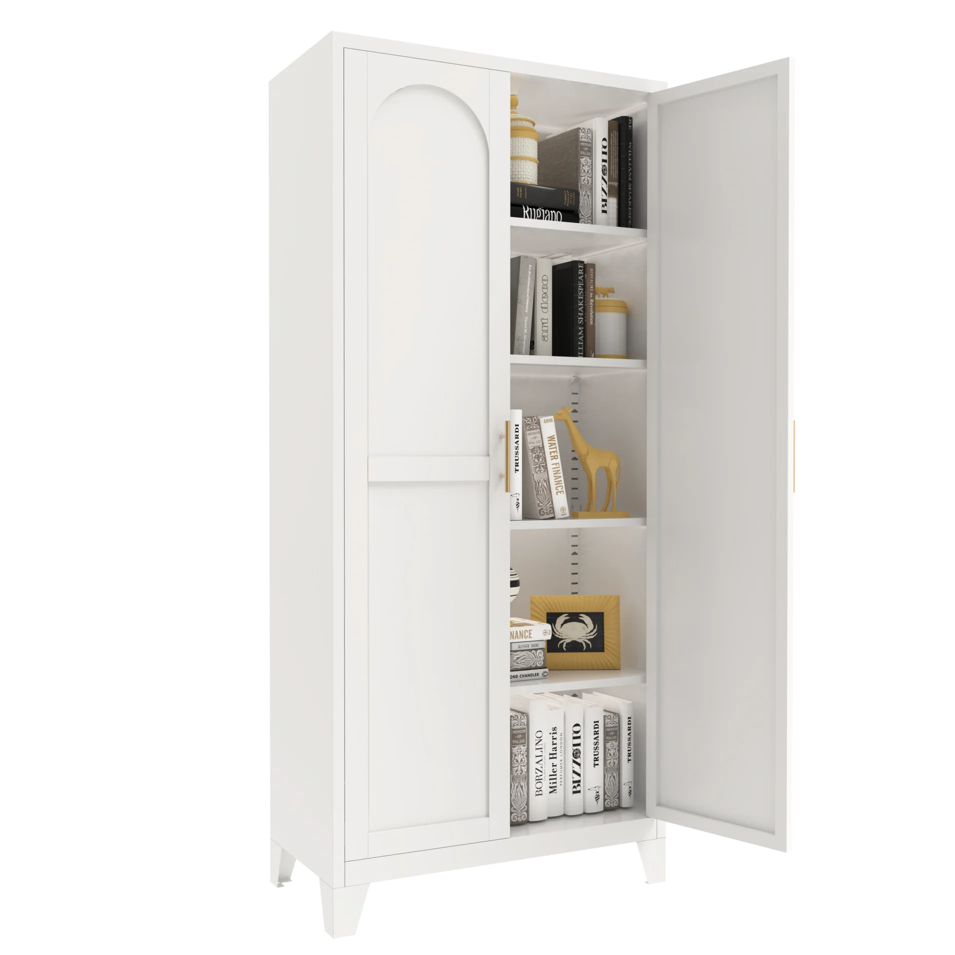 71 Inch Metal Storage Cabinet with 2 Doors and 5 Adjustable Shelves, Lockable File Cabinet for Organizing Garage, Pantry, Basement, Laundry Room or Mudroom, White - Image 6