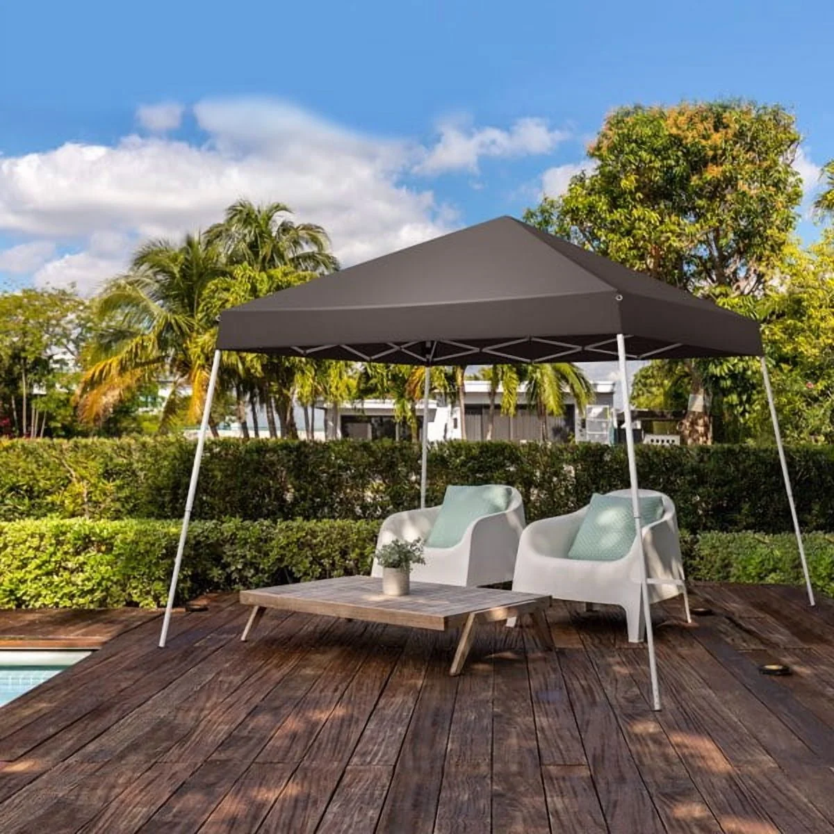 8x8ft Pop Up Canopy Tent, Outdoor Tent Canopy Foldable Portable Canopies for Camping, Patio, Easy Up Gazebo Canopy with Carry Bag Slant Legs, Dark Grey - Image 9
