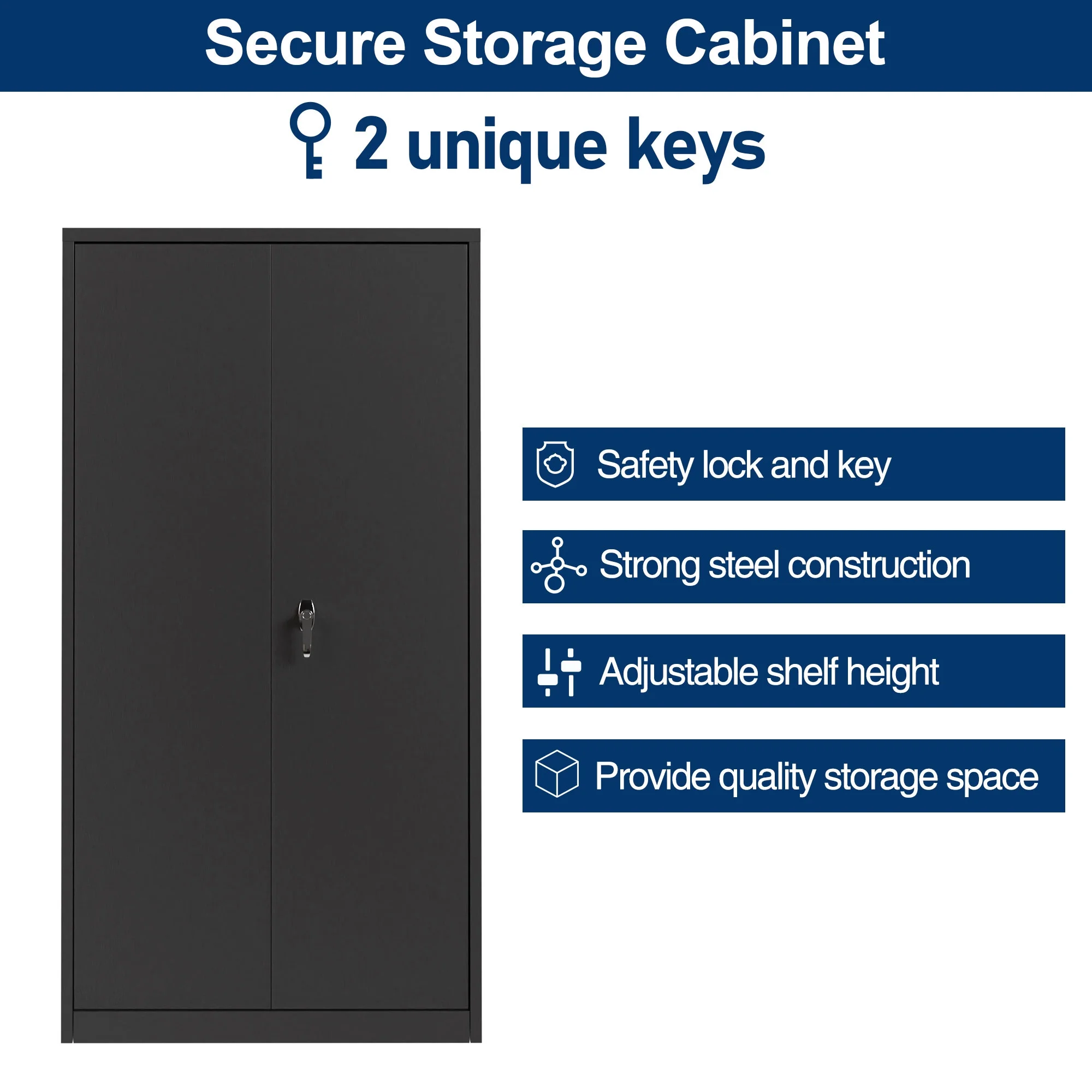 Aobabo 72 Inch Locking Storage Cabinet w/ Adjustable Shelves, Gray - Image 24