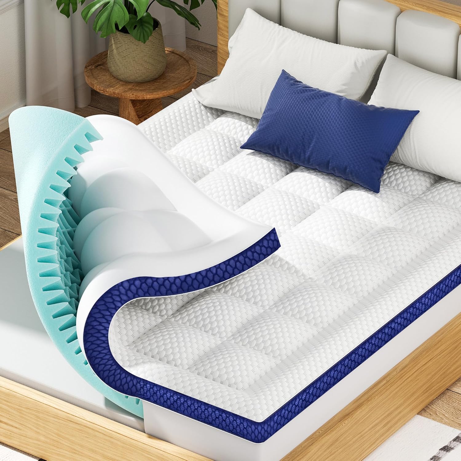 Dual Layer King Size Memory Foam Mattress Topper