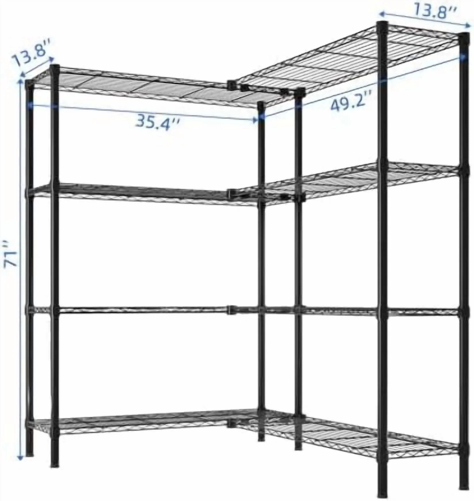 Tier Storage Shelves Standing Shelf Units NSF Wire Garage Organizer Heavy Duty Garage Shelving Unit L Shaped Clothes Rack for Corner Laundry Bathroom Kitchen Pantry Closet (Black, 4 Tire) - Image 5