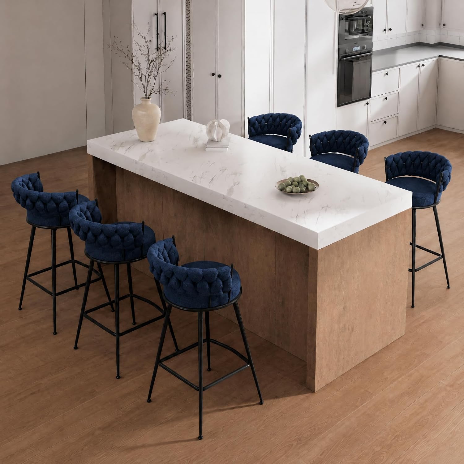 Bar Stools Set of 2 Upholstered Kitchen Counter Height Barstool Grey - Image 2