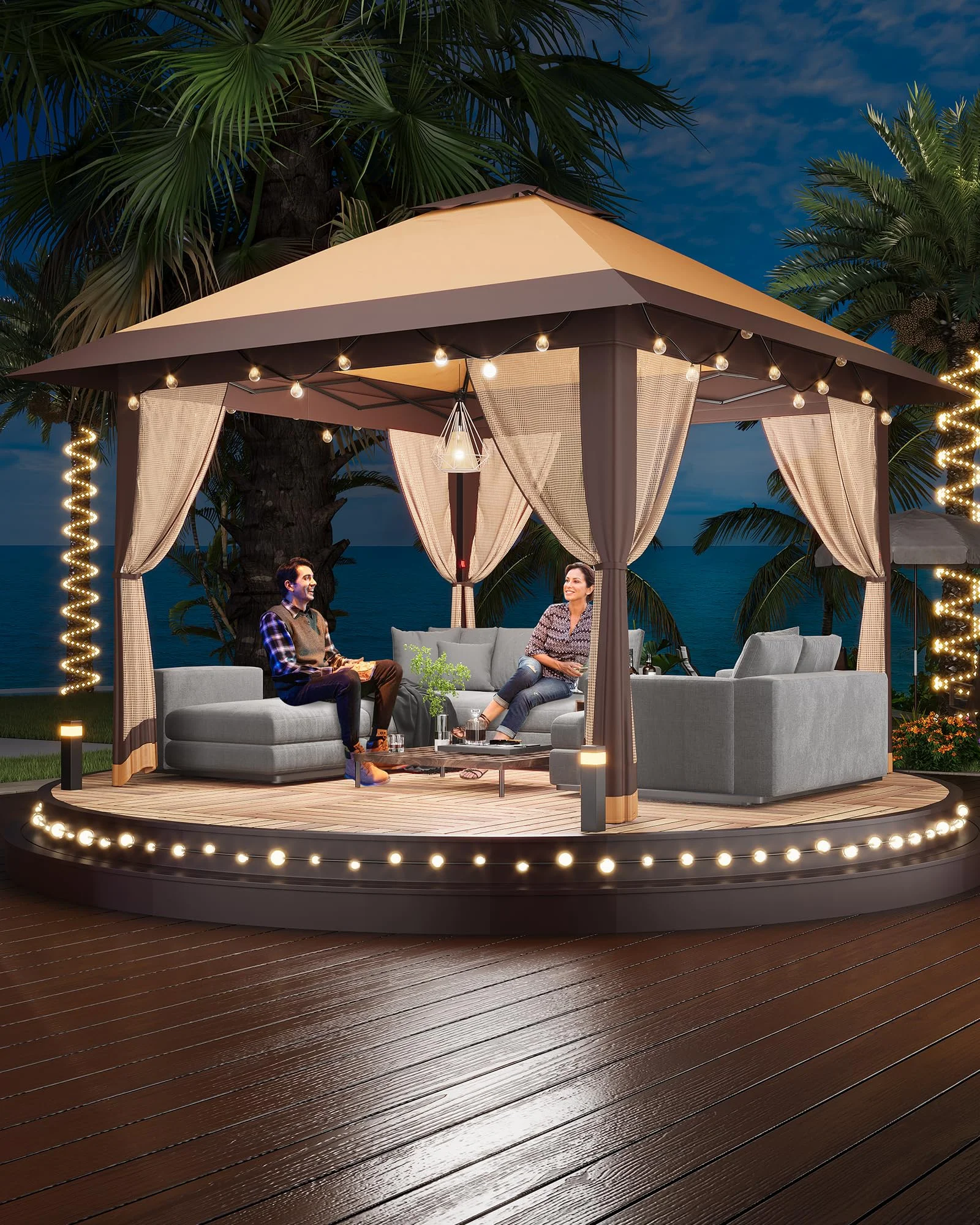 Accreate 13' X 13' Outdoor Patio Gazebo,Outdoor Canopy Tent with Mosquito Netting,Backyard Tent for Party, Wedding, Outdoor Dining, Patio, Backyard - Image 20