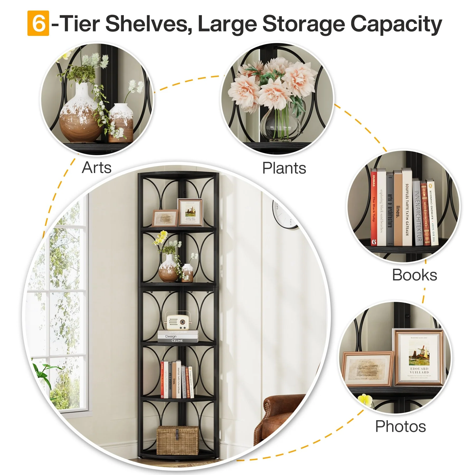67 Inch Tall Corner Shelf, Freestanding Corner Bookshelf and Storage Shelving Unit - Image 20