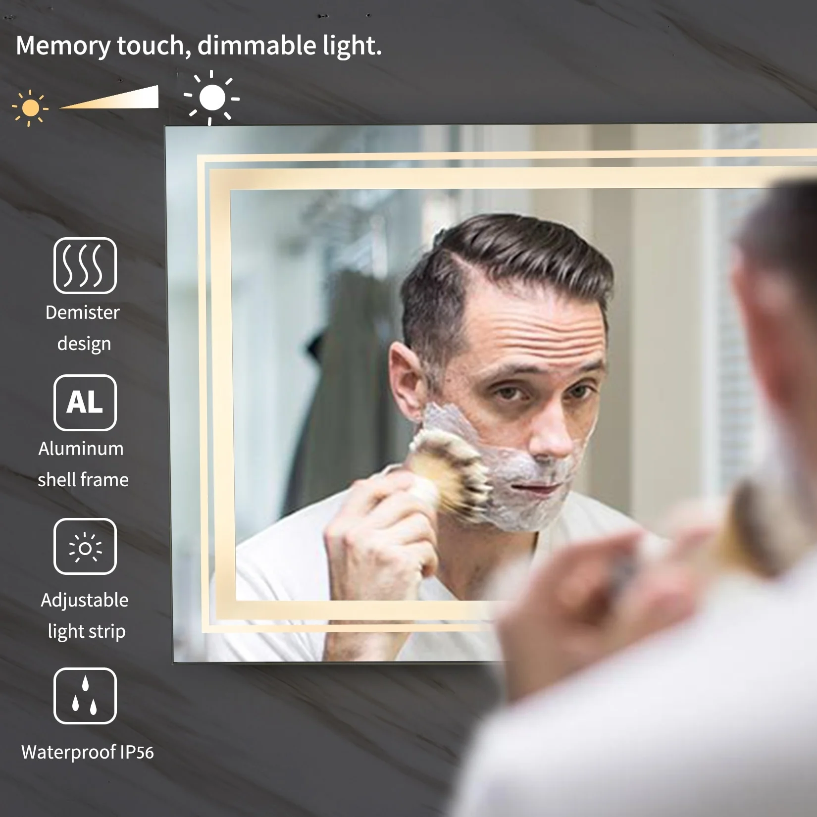 Extra Large LED Lighted Bathroom Mirror, Anti-Fog Wall Mounted Vanity Mirror with 3 Colors - Image 20