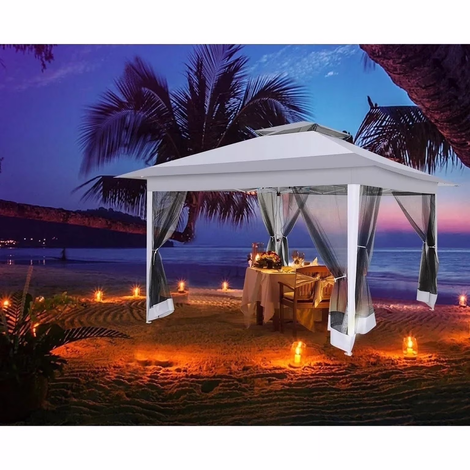 COBIZI 11x11 Pop up Gazebo Outdoor Canopy Gazebo Patio Gazebo with Mosquito Netting Canopy Shelter with 121 Square feet of Shade for Poolside, Garden, Party and Backyard, Khaki - Image 3
