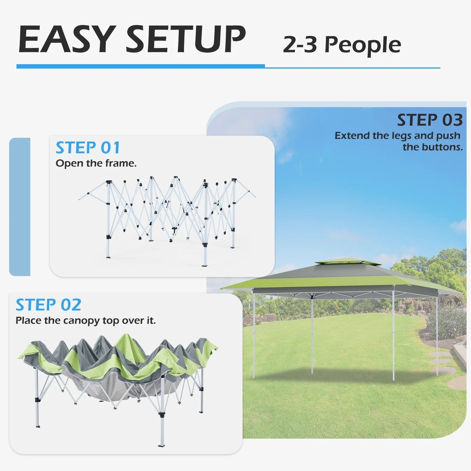 AVAWING 12x12 ft Outdoor Pop-up Canopy Party Tent Easy Setup Patio Wedding Tent, Khaki - Image 70