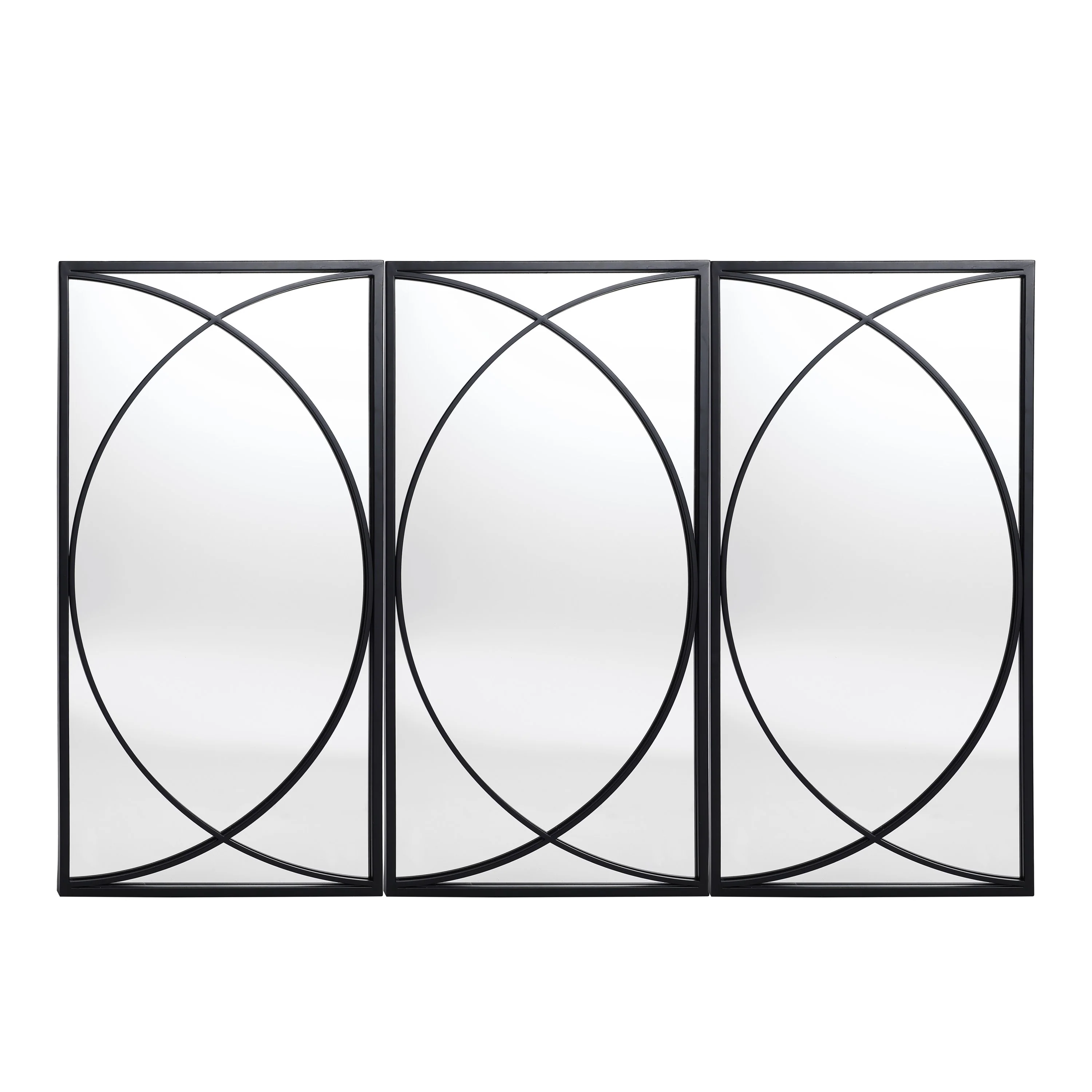 3-Piece Black Metal Rectangular Wall Mirror Set, 31.9" H x 15.75" W x 0.75" D - Image 3