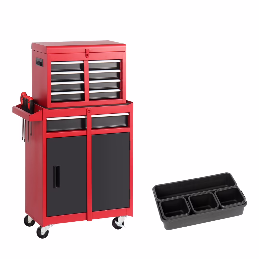 5-Drawer Rolling Tool Chest, 2 in 1 Detachable Tool Box with Lockable Wheels, Adjustable Shelf, and Liner for Garage and Workshop Storage (Yellow) - Image 5