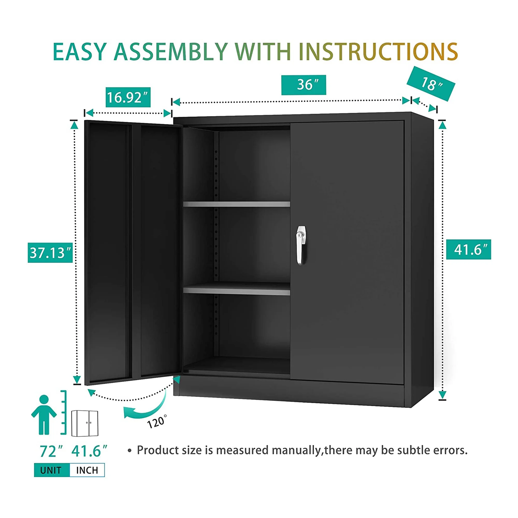 Aobabo 72 Inch Locking Storage Cabinet w/ Adjustable Shelves, Gray - Image 18