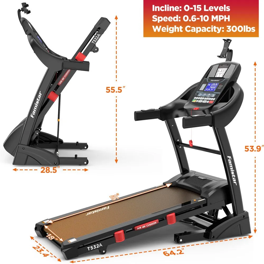 Folding Treadmill for Home with 15 Levels Auto Incline, 300LB Capcity, 10MPH Fast Speed Controls - Image 11