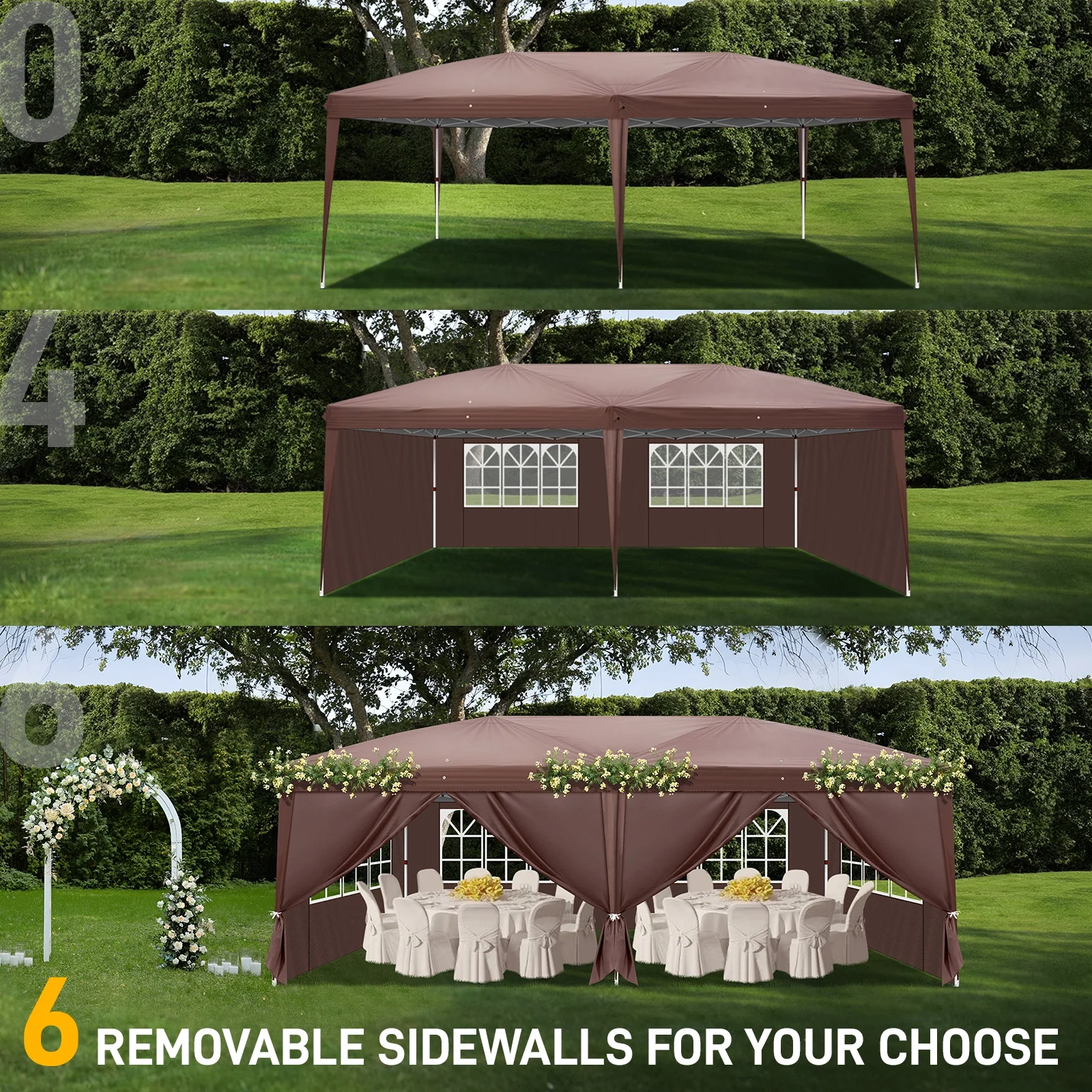 UBesGoo Ez Pop Up Patio Canopy Tent Gazebo Outdoor Party with 6 Sidewalls 10 x 20 ft Blue - Image 57