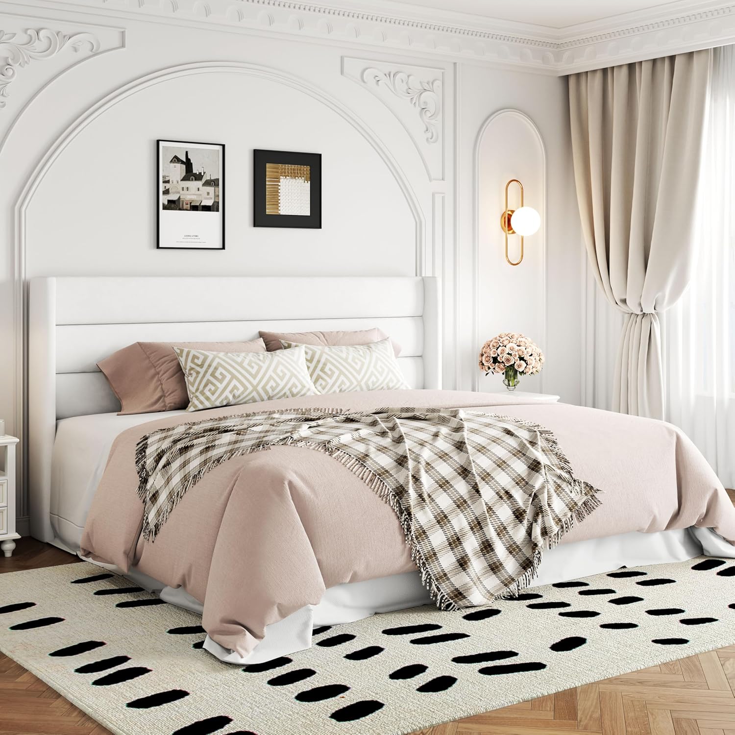 Queen Size Lift Up Storage Bed with Wingback Headboard, Upholstered Platform Bed Frame with Hidden Storage - Image 61
