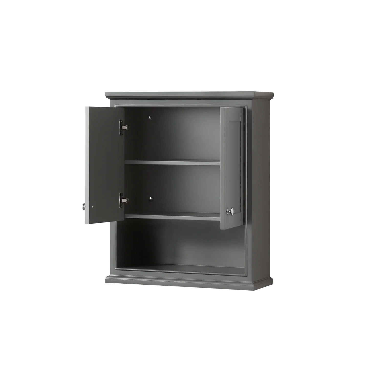 Wyndham Collection Deborah Over-the-Toilet Bathroom Wall-Mounted Storage Cabinet in Dark Gray with Matte Black Trim - Image 11