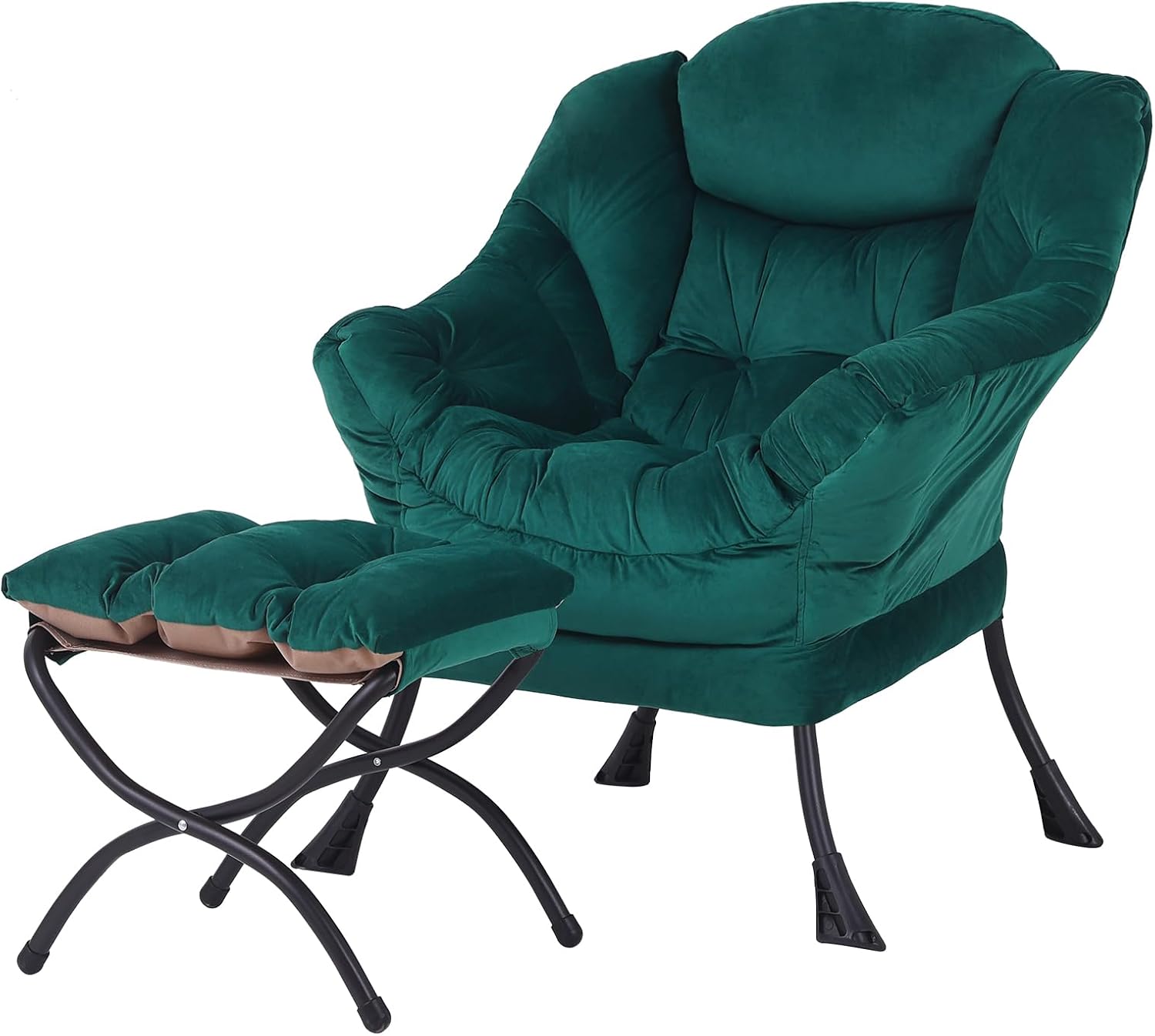 Lazy Chair with Ottoman, Reading Chair with Footrest, Jet Black - Image 19