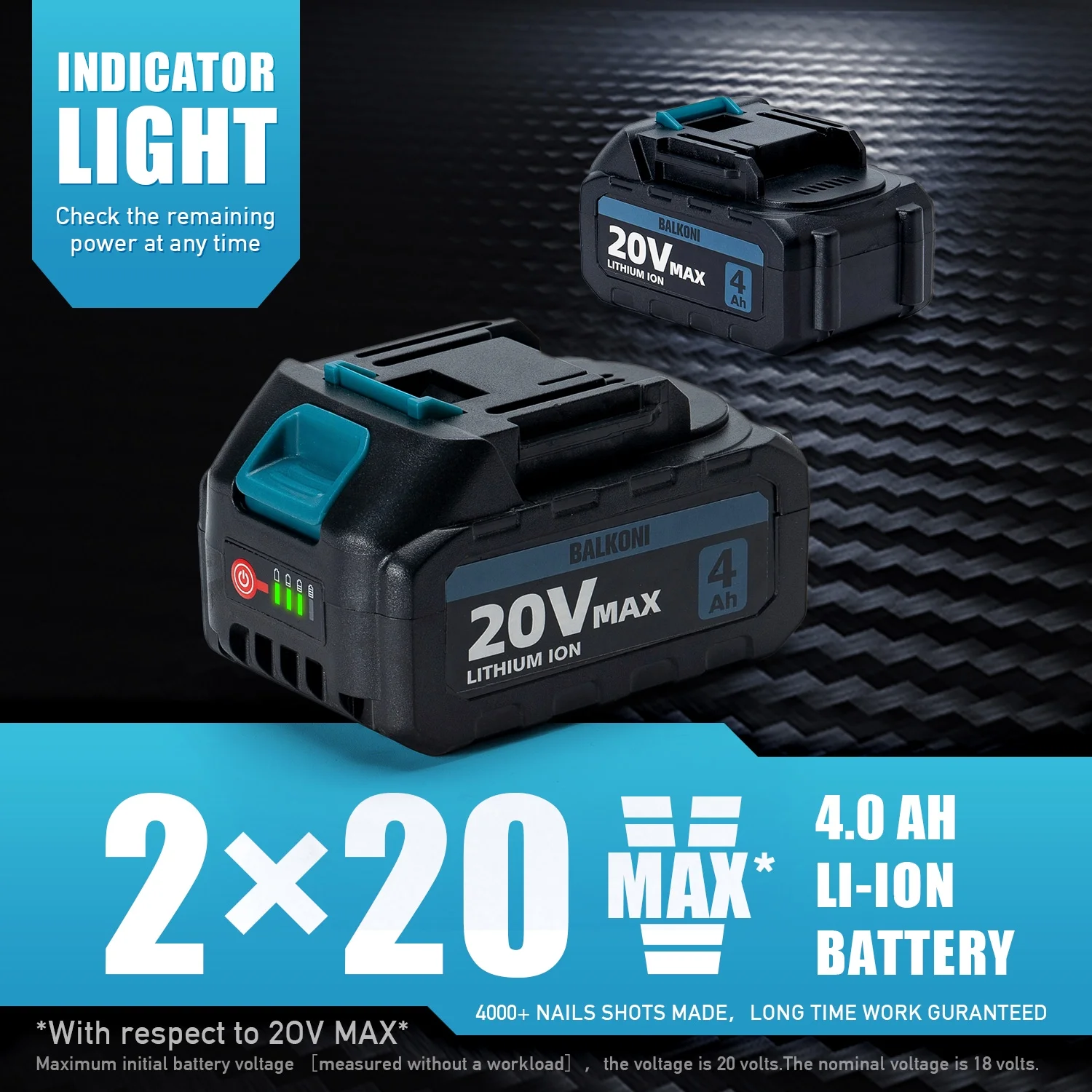 BALKONI 18 Gauge Cordless Finish Nail Gun,F10-F32 MAX, with 2*1500 mAh Battery and A Charger, 1000 Piece F30 Nails - Image 7