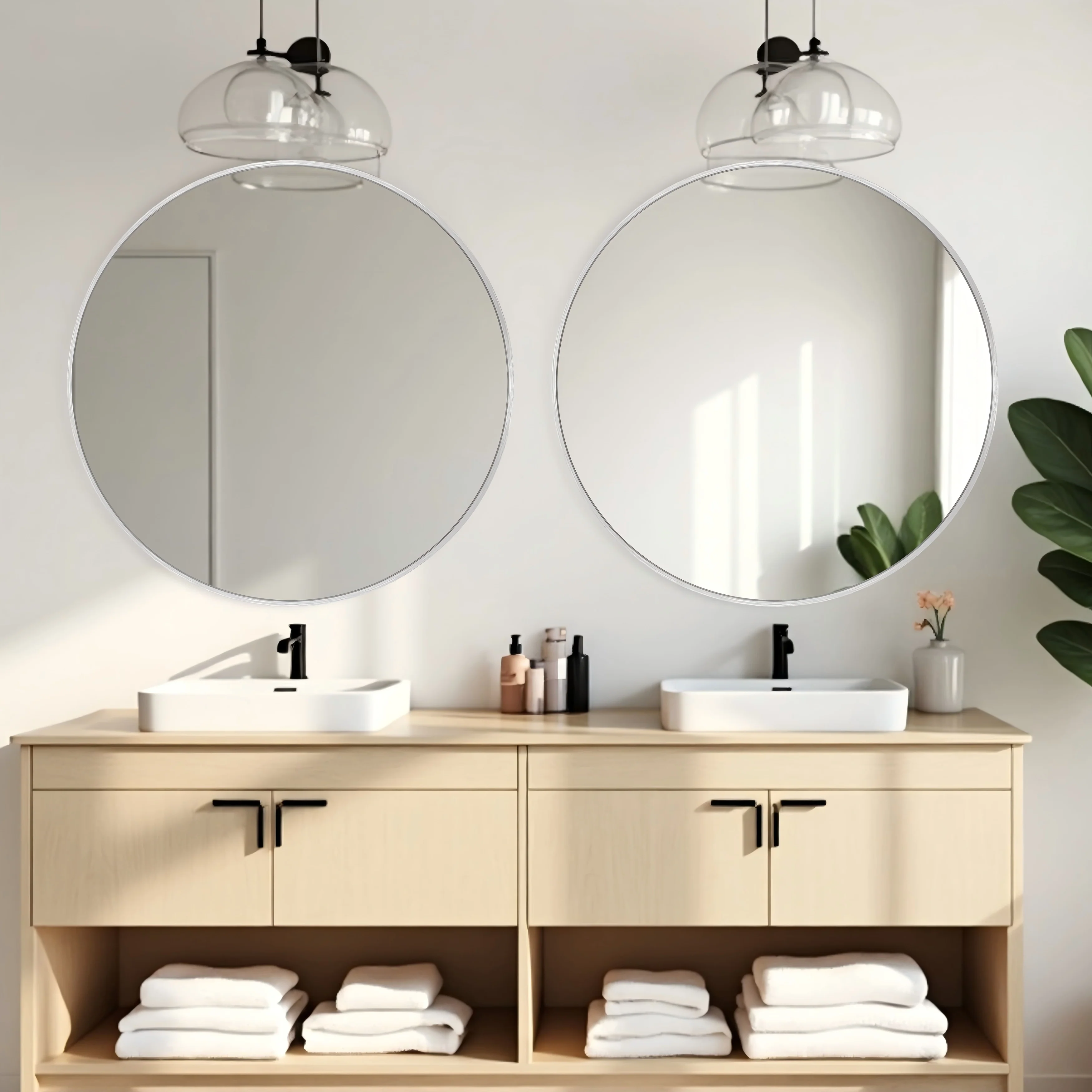 Modern Round Bathroom Vanity Mirror, Wall Mounted Circular Mirror for Bathroom, Bedroom and Home Decor - Image 29