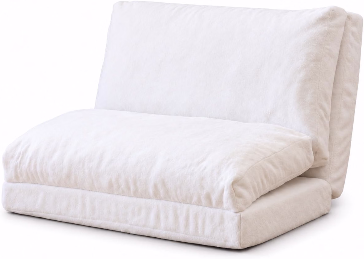 Folding Mattress Sofa Bean Bag Bed, Foam Filling Folding Mattress Sofa, Includes Removable and Machine Washable Cover, Soft Premium Faux Fur, Medium, Blue - Image 8
