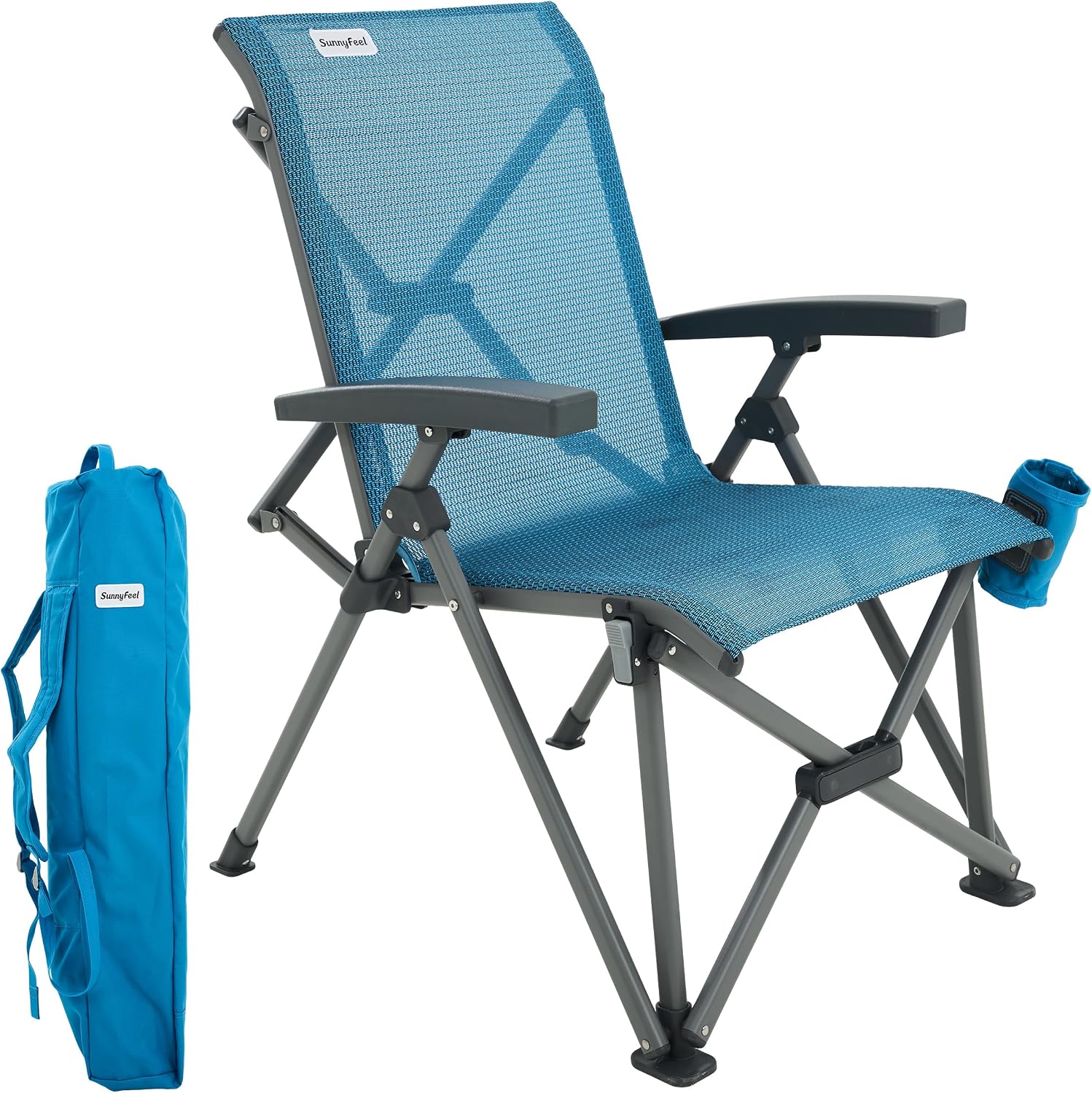 SUNNYFEEL High Back Folding Camping Chair 500 lbs with Aluminum Frame, Grey - Image 2