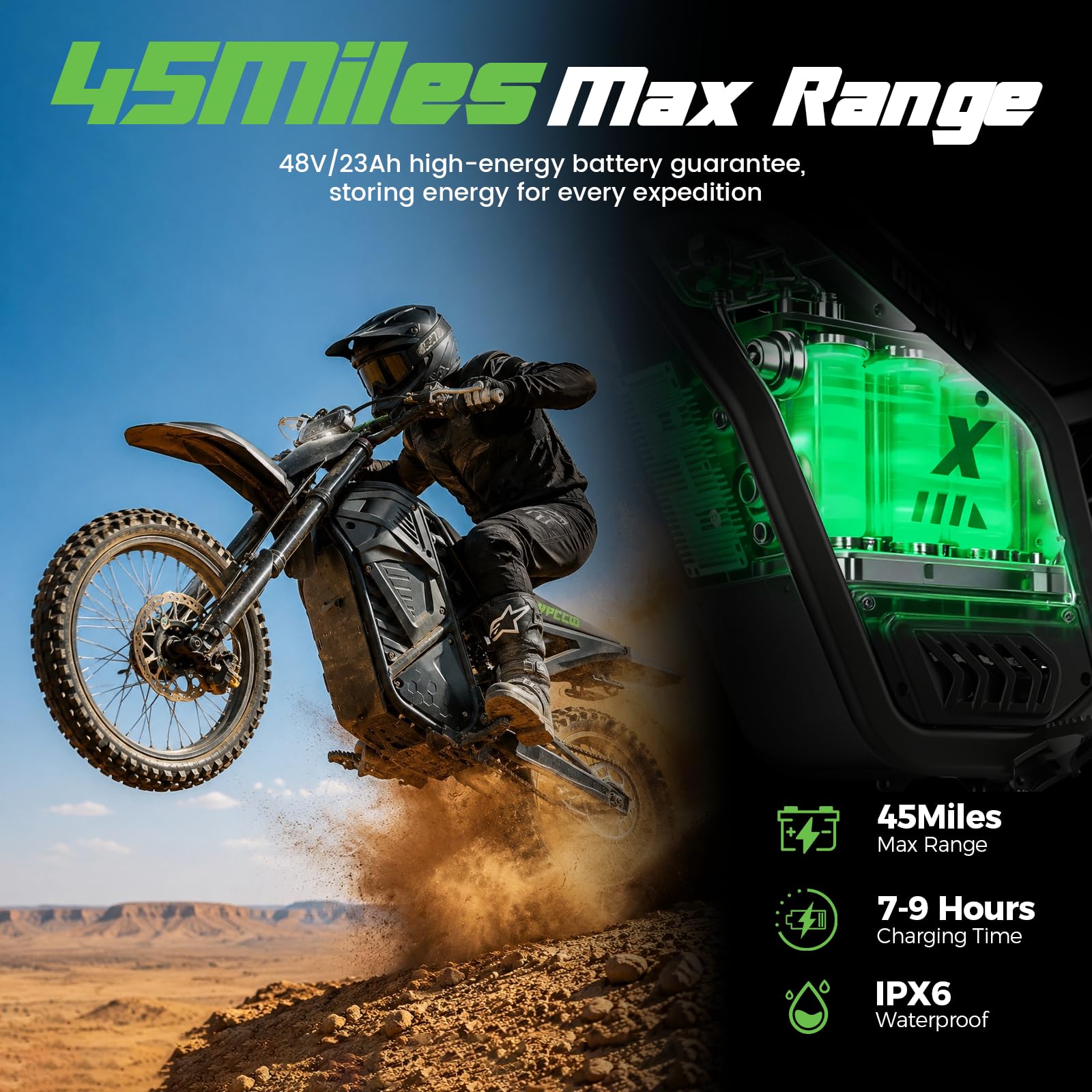 H3 Electric Dirt Bike for Adults 3500W 40MPH Electric Motorcycle - Image 4