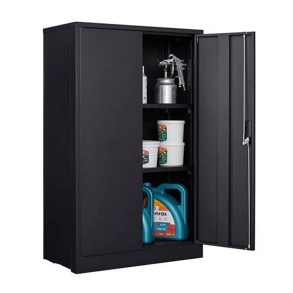 Metal Storage Cabinet with Door and Adjustable Shelves, Tall Steel Locker with Lockable Doors & Top Cabinet - Garage Storage Cabinet for Office, Garage, Home, Easy Assemble Required, White - Image 11