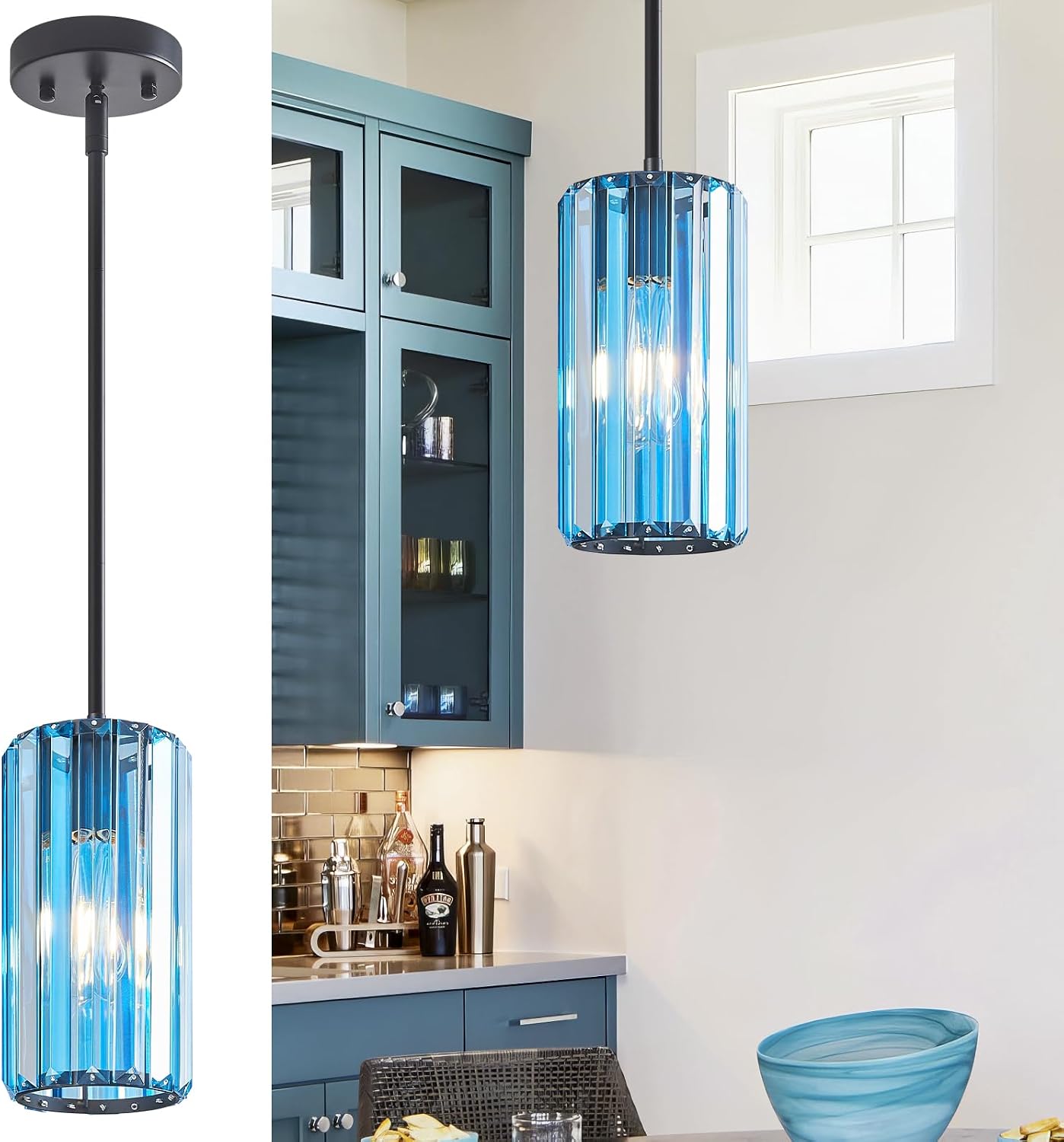 Chrome Pendant Lighting, Modern Pendant Light, Mini Crystal Chandeliers, Adjustable Pendant Light Fixture for Kitchen Island, Dining Room, Corridor & Bedroom (Chrome, 3-Pack) - Image 18