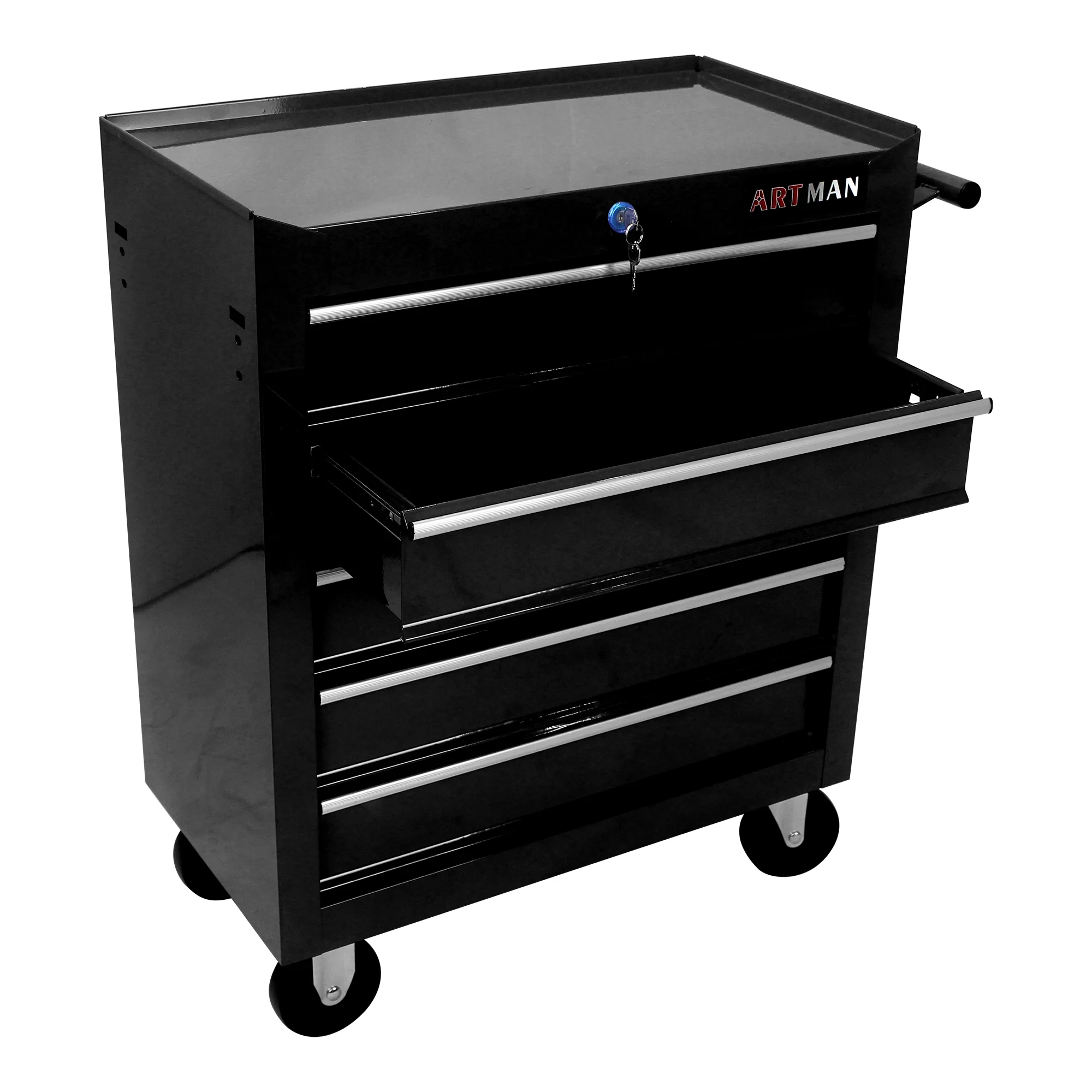 Lisonu 5-Drawer Rolling Tool Chest, Mobile Tool Storage Cabinet with Locking System & Wheels, Heavy-Duty Steel Organizer for Garage and Workshop, Green - Image 15