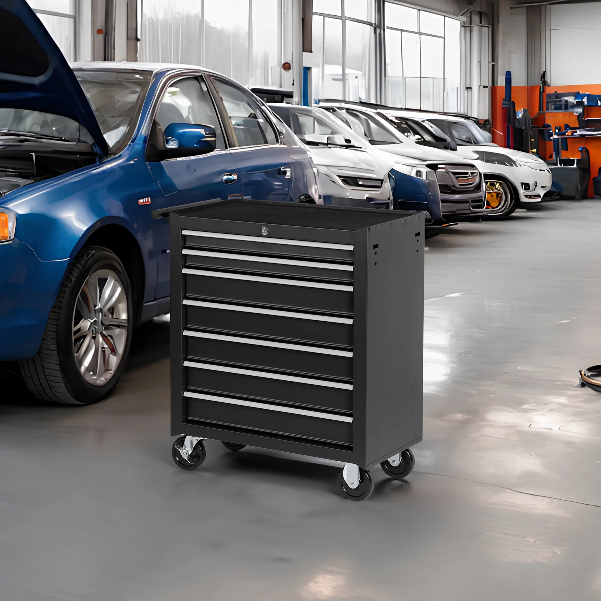 7-Drawer Rolling Tool Chest with Wheels -C Heavy-Duty Tool Storage Cart for Garage, Workshop, or Job Site - Image 4