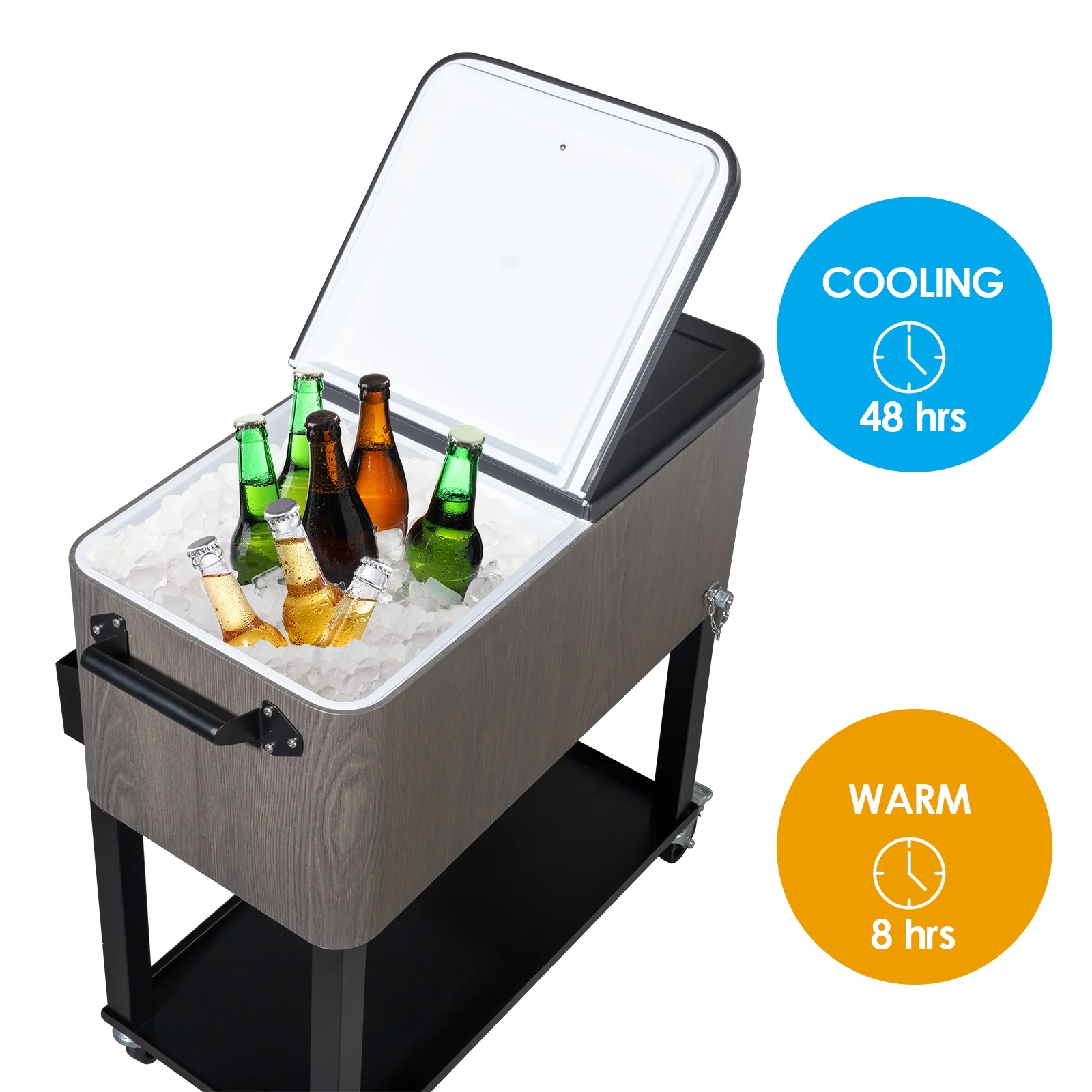 EasingRoom Iron Spray Plastic Patio Cooler Cart with Tray Cooler with Shelf Green - Image 19