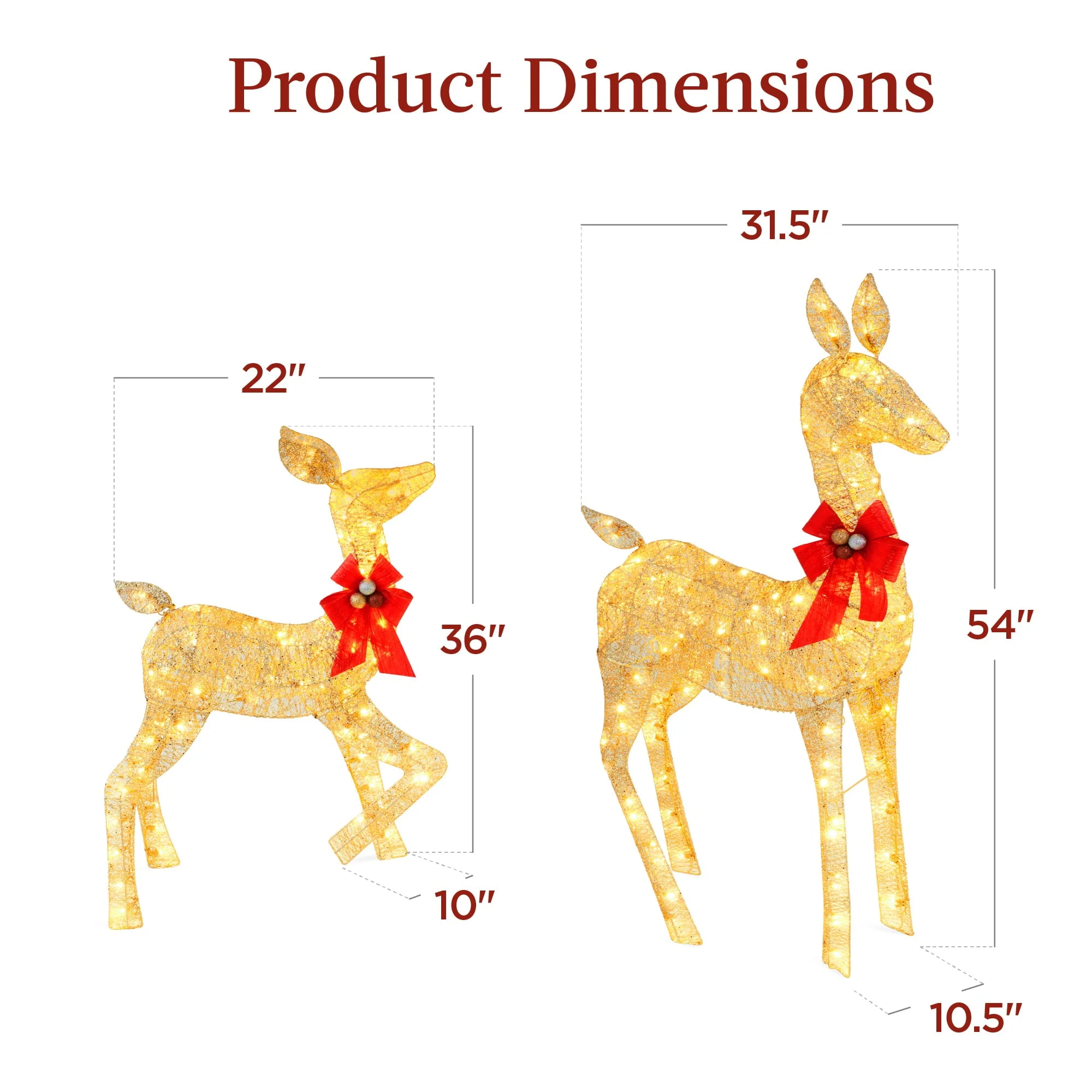 Best Choice Products 2-Piece Lighted Christmas Deer Set Outdoor Yard Decoration with 210 LED Lights, Stakes - Gold - Image 9