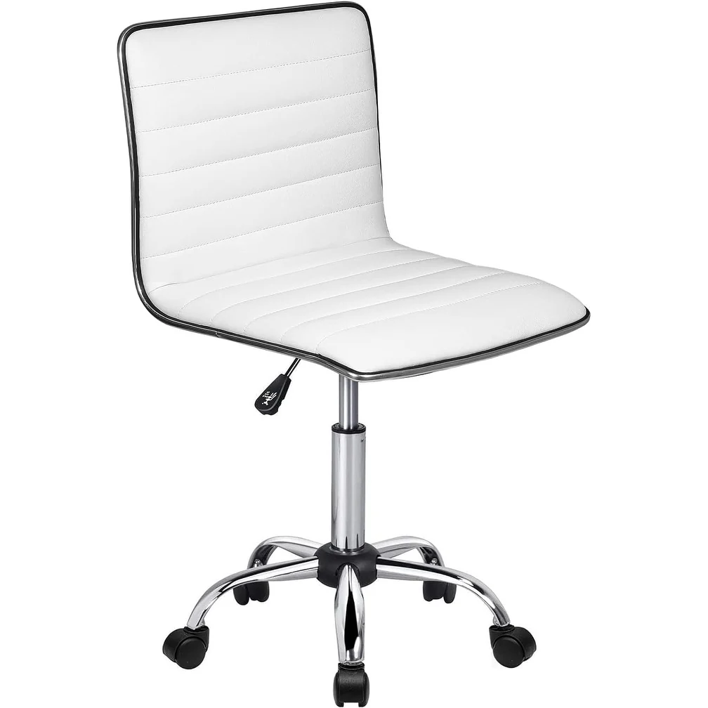Adjustable Mid-Back Armless Swivel Office Chair, Ribbed Task and Vanity Chair for Small Spaces