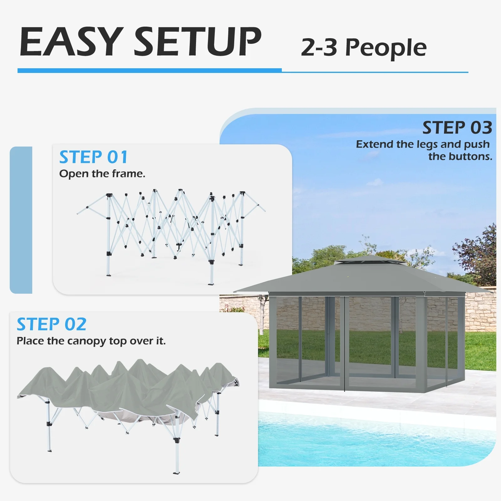 AVAWING 12x12 ft Outdoor Pop-up Canopy Party Tent Easy Setup Patio Wedding Tent, Khaki - Image 30