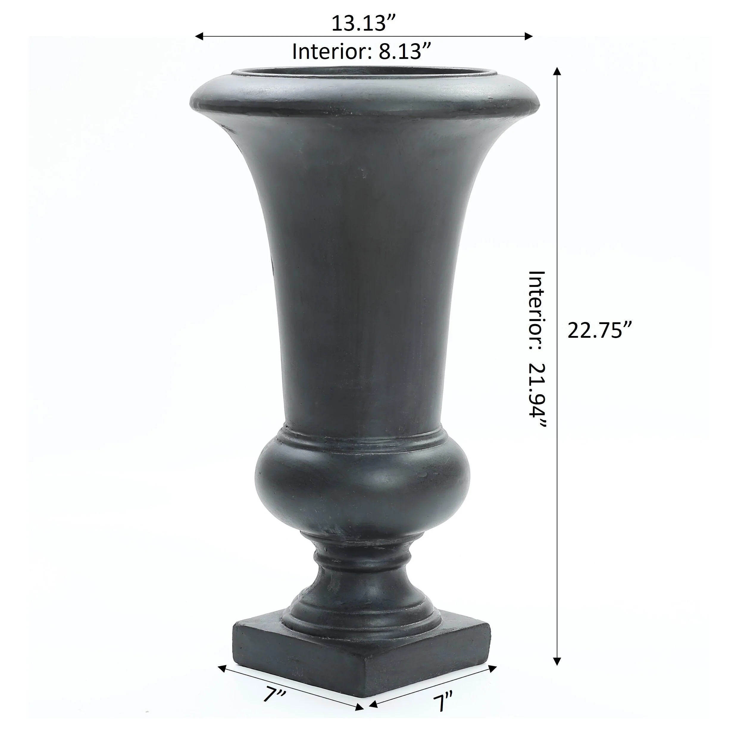 22.75" Tall Handmade Fiber Stone Urn Planter Pot, Decorative Outdoor Garden Flower Container for Patio and Home - Image 7