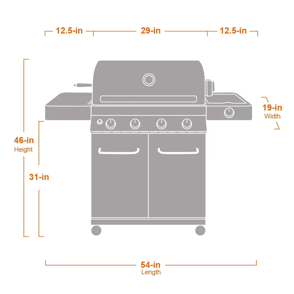 17842 Stainless Steel 4 Burner Propane Gas Grill with Rotisserie Configuration B - Image 10