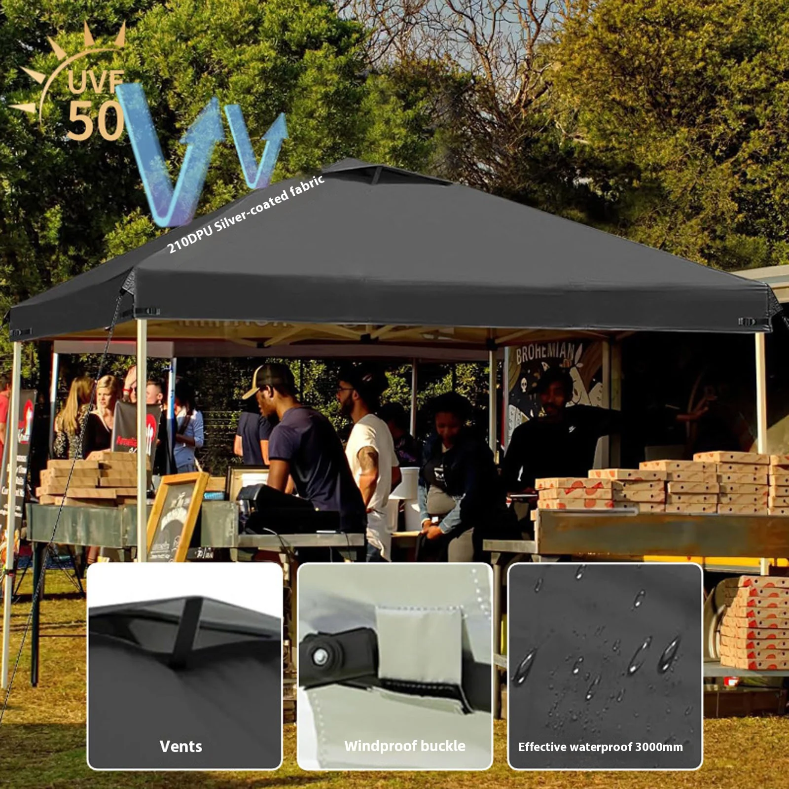 Home Decor 2Pcs 10X10Ft Replacement Cover Tier Gazebo Roof Sunshade Outdoor Cover Sunshade Patio Pavilion Protective Cover - Image 4