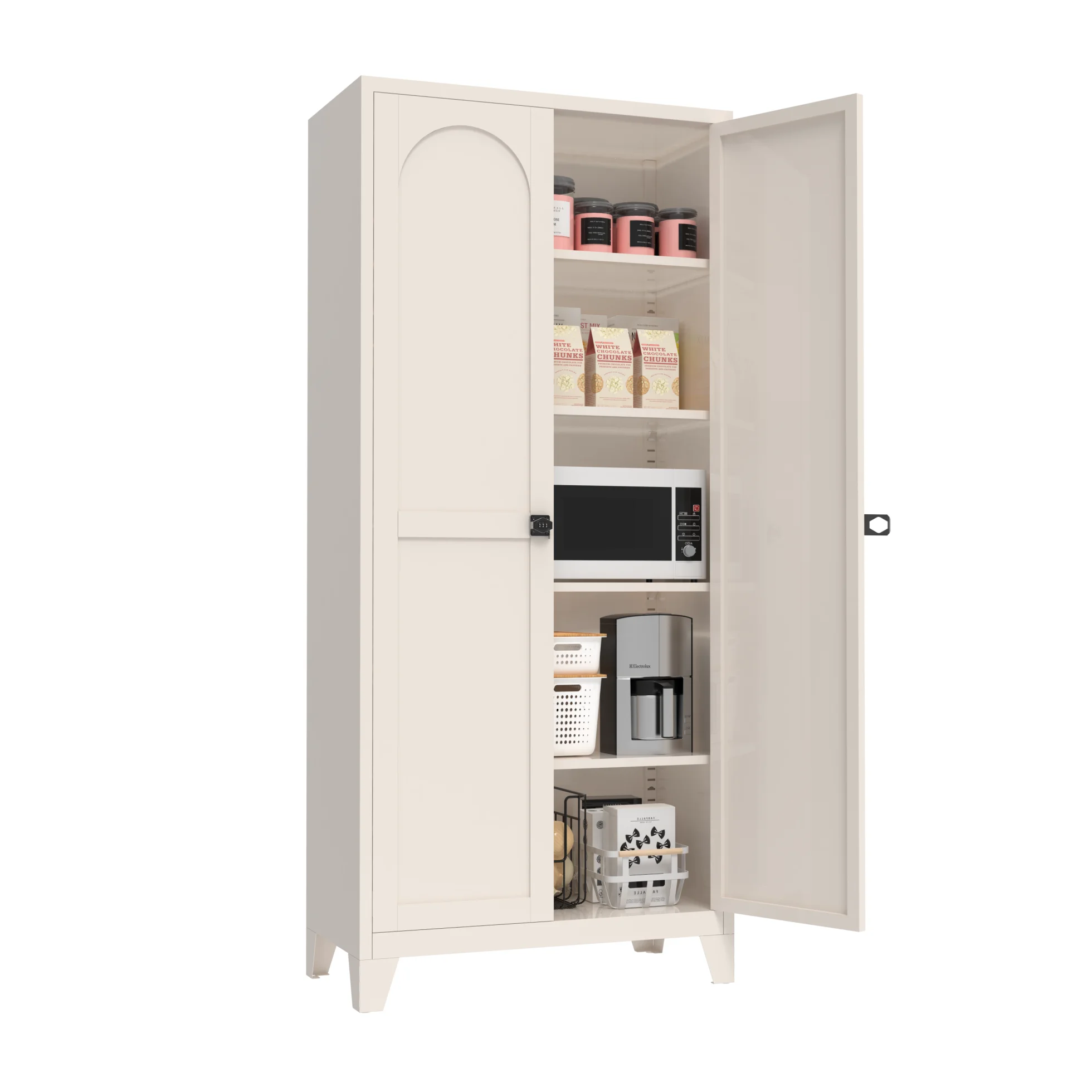 71 Inch Metal Storage Cabinet with 2 Doors and 5 Adjustable Shelves, Lockable File Cabinet for Organizing Garage, Pantry, Basement, Laundry Room or Mudroom, White - Image 24